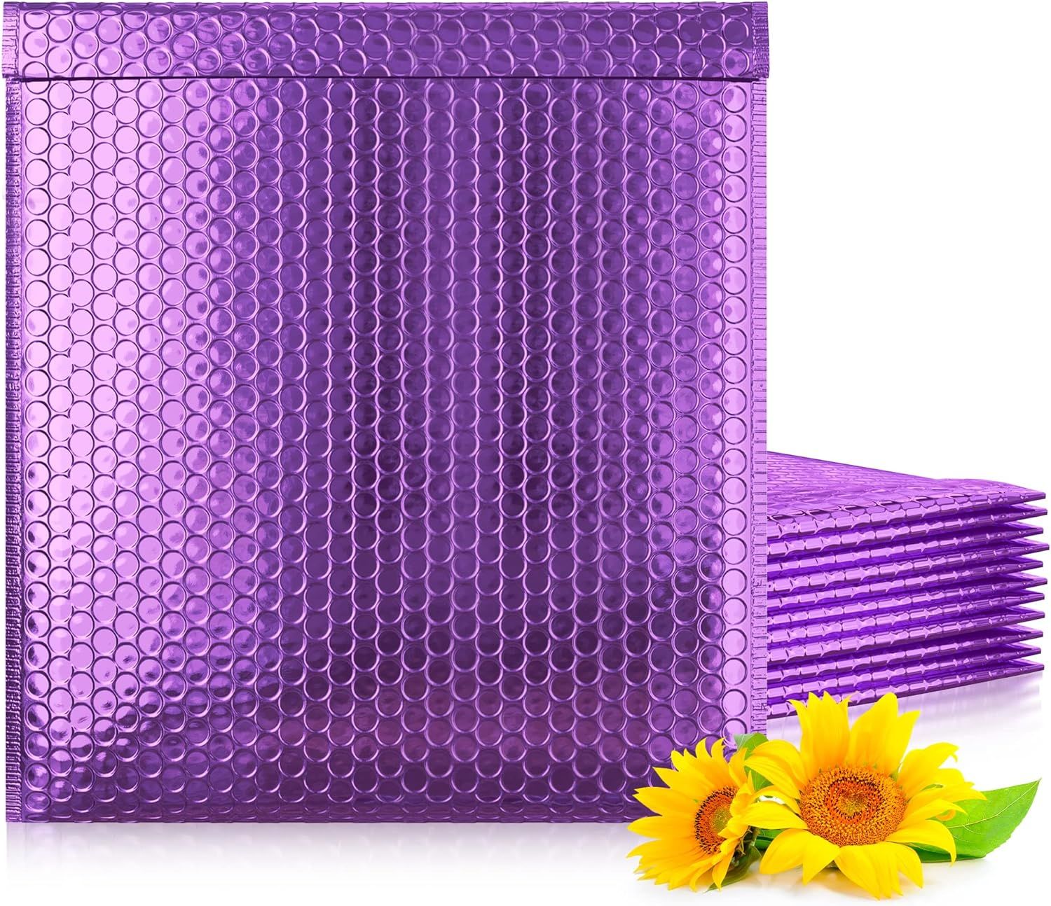 Purple Metallic Bubble Mailers 15 x 17. Pack of 10 Poly Padded Envelopes. Large Cushioned Mailing 15x17. Peel and Seal Bags for Packing; Shipping. Packaging for Small Business