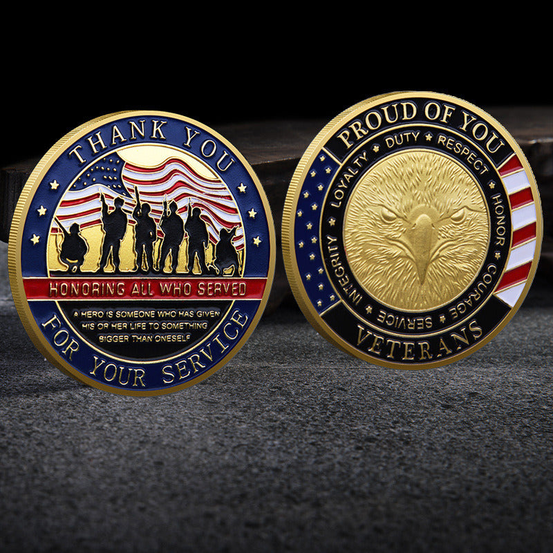 Thank You for Your Service United States Veteran Souvenir Coin Gold Plated Collectible Gift Honor Commemorative Challenge Coin