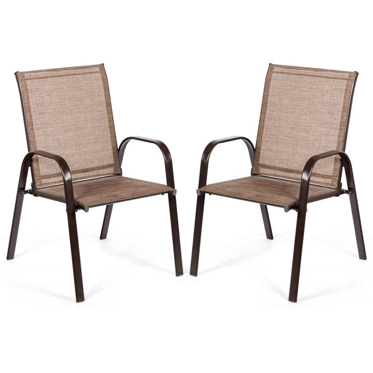 2 Pieces Patio Outdoor Dining Chair with Armrest