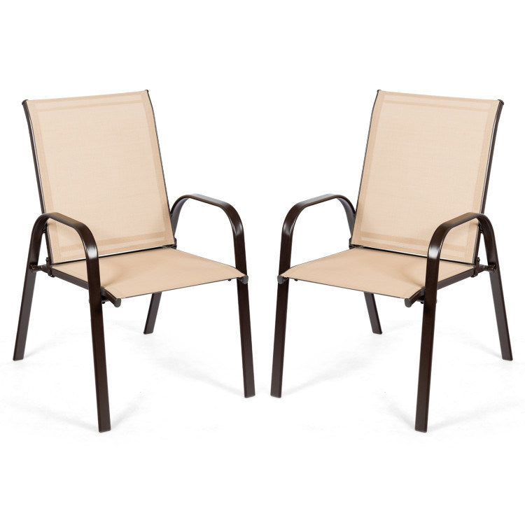 2 Pieces Patio Outdoor Dining Chair with Armrest