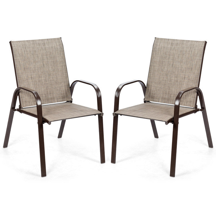 2 Pieces Patio Outdoor Dining Chair with Armrest