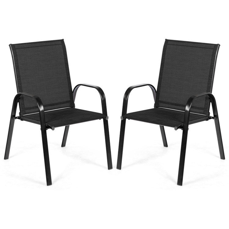 2 Pieces Patio Outdoor Dining Chair with Armrest