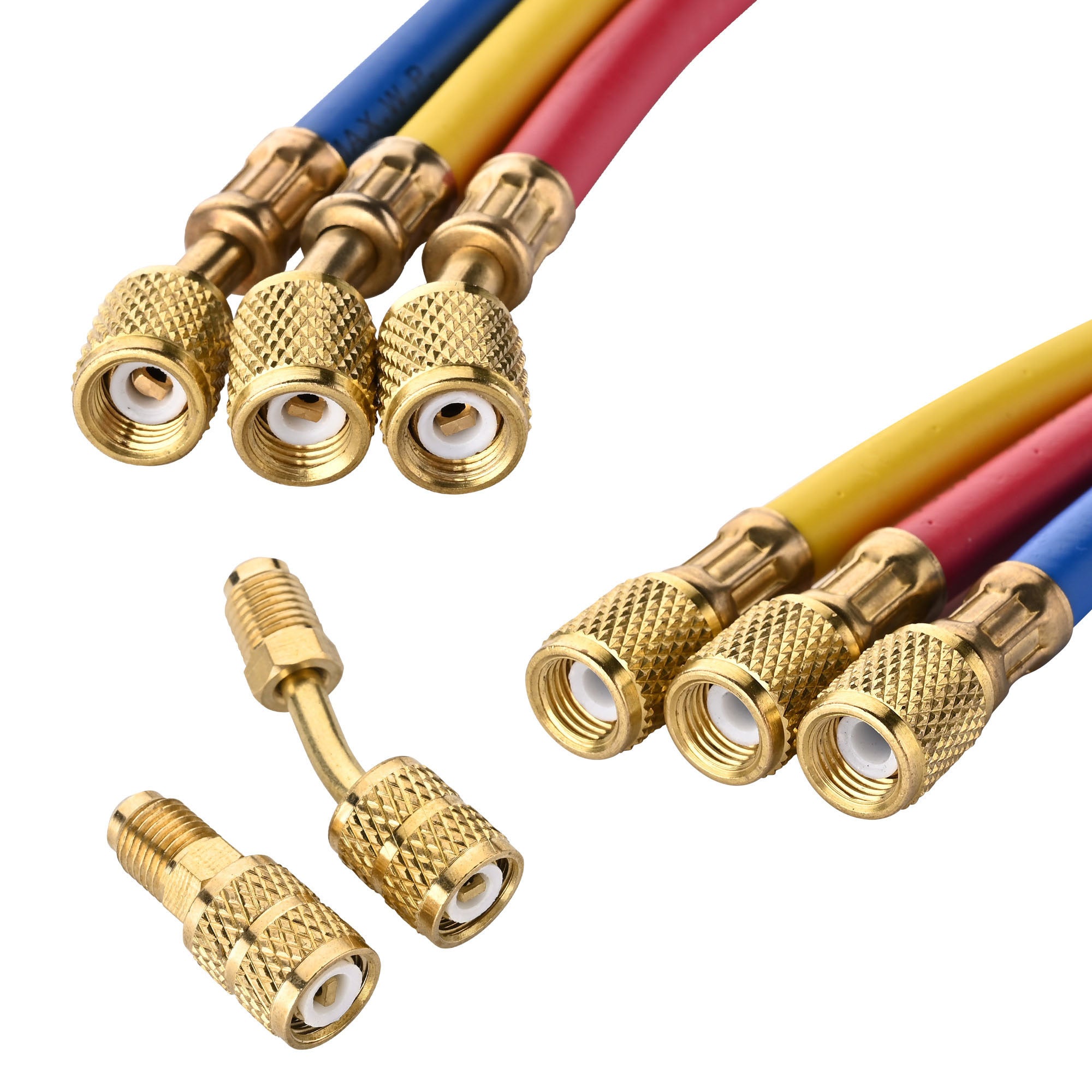 60in Manifold Gauge Hose 1/4in Fitting Yel Red Blu