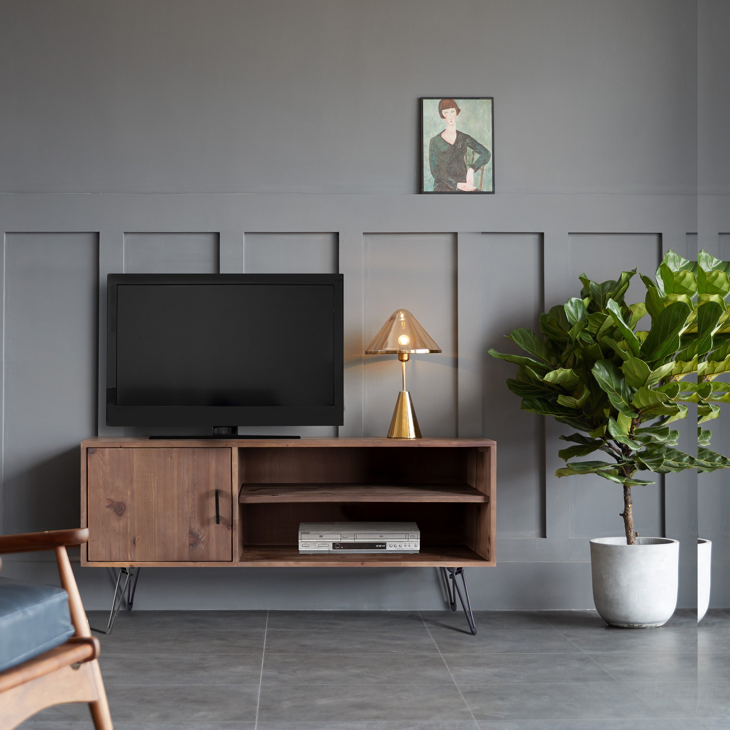 Simple; Modern; Vintage Reclaimed Wood TV Stand Media Table for Living Room