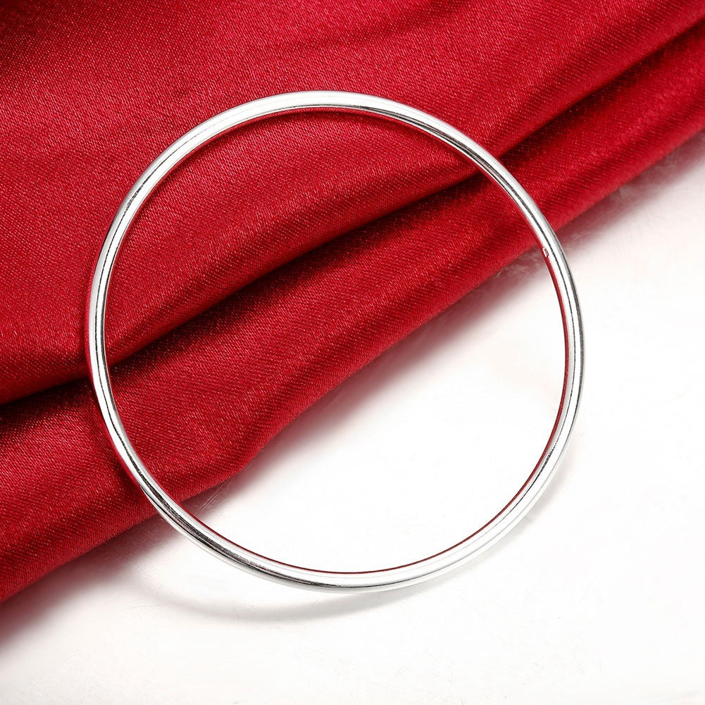 Plated  Silver Bracelet Fashion Personality Simple Smooth Bangles For Women Wedding Engagement Jewelry