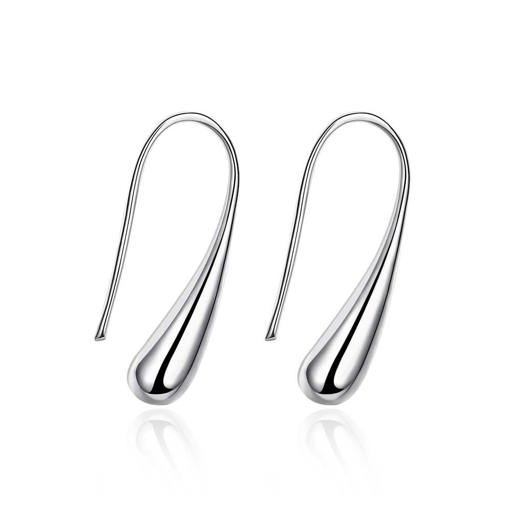 Plated Silver Simple Fashion Water droplets Earrings For Women Jewelry Silver Color Earrings