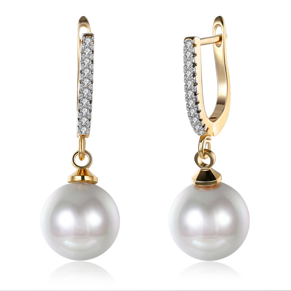 New Arrival Women Pearls Drop Earrings With Clear Zircon Wedding Earring Pearl Jewelry