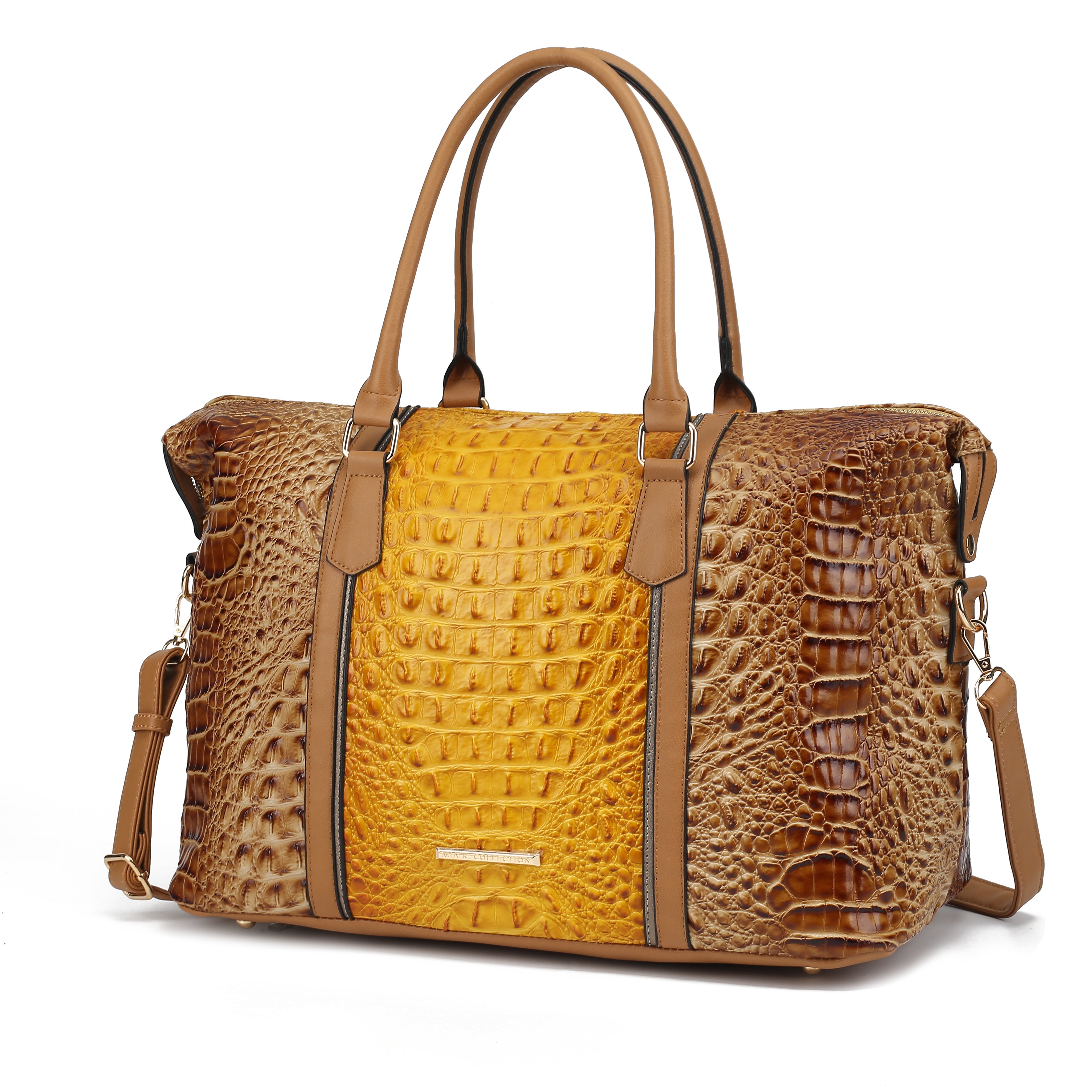 MKF Collection Raven Faux Crocodile-Embossed Vegan Leather Women's Duffle Bag by Mia K