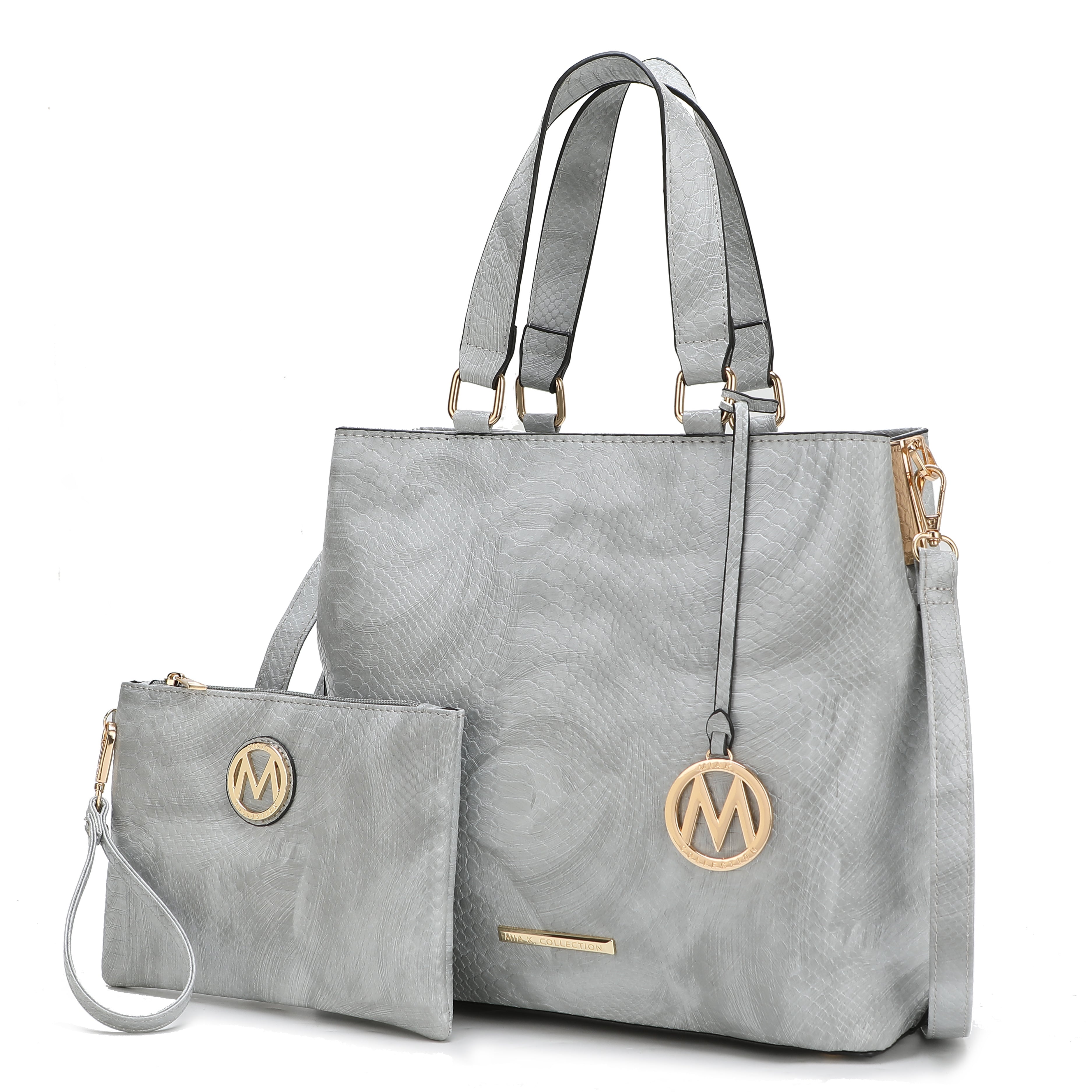 MKF Collection Beryl Snake embossed Vegan Leather Women Tote Bag with Wristlet by Mia k