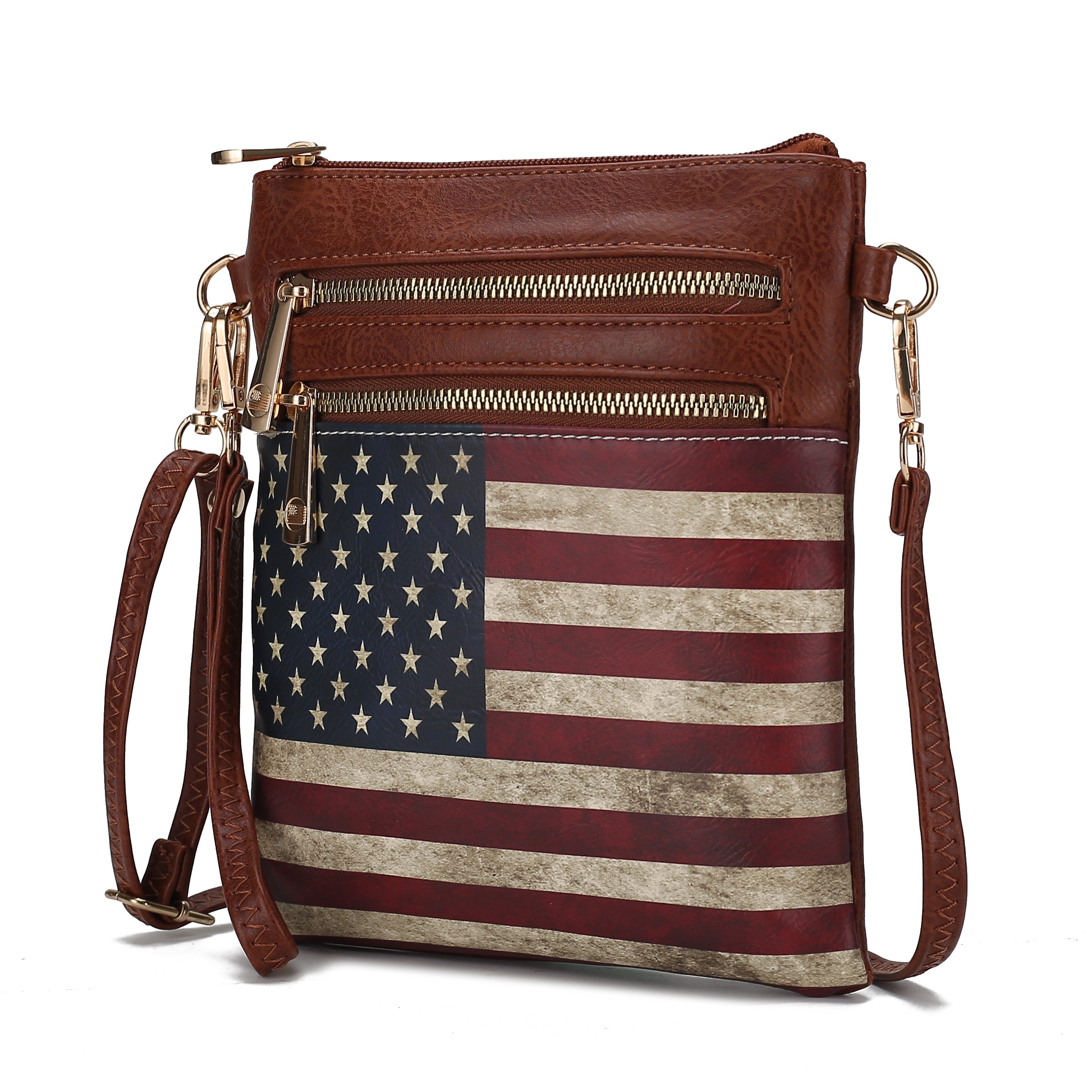 MKF Collection Genesis Printed Flag Vegan Leather Women Crossbody Bag by Mia k