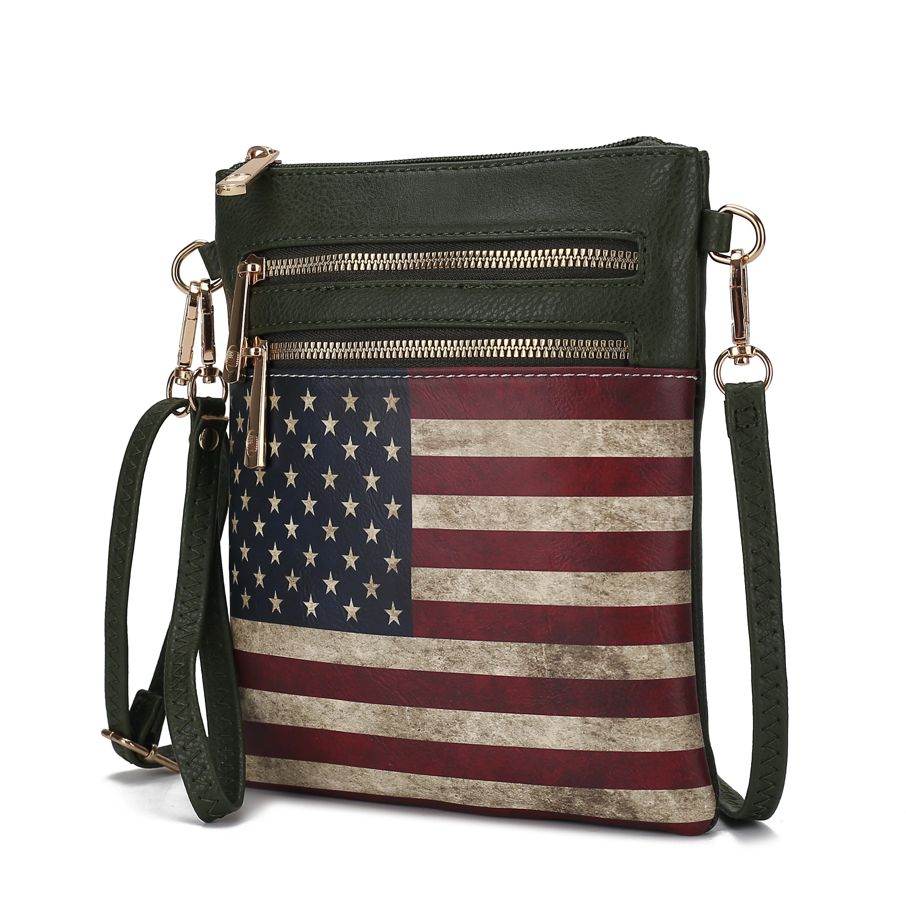 MKF Collection Genesis Printed Flag Vegan Leather Women Crossbody Bag by Mia k