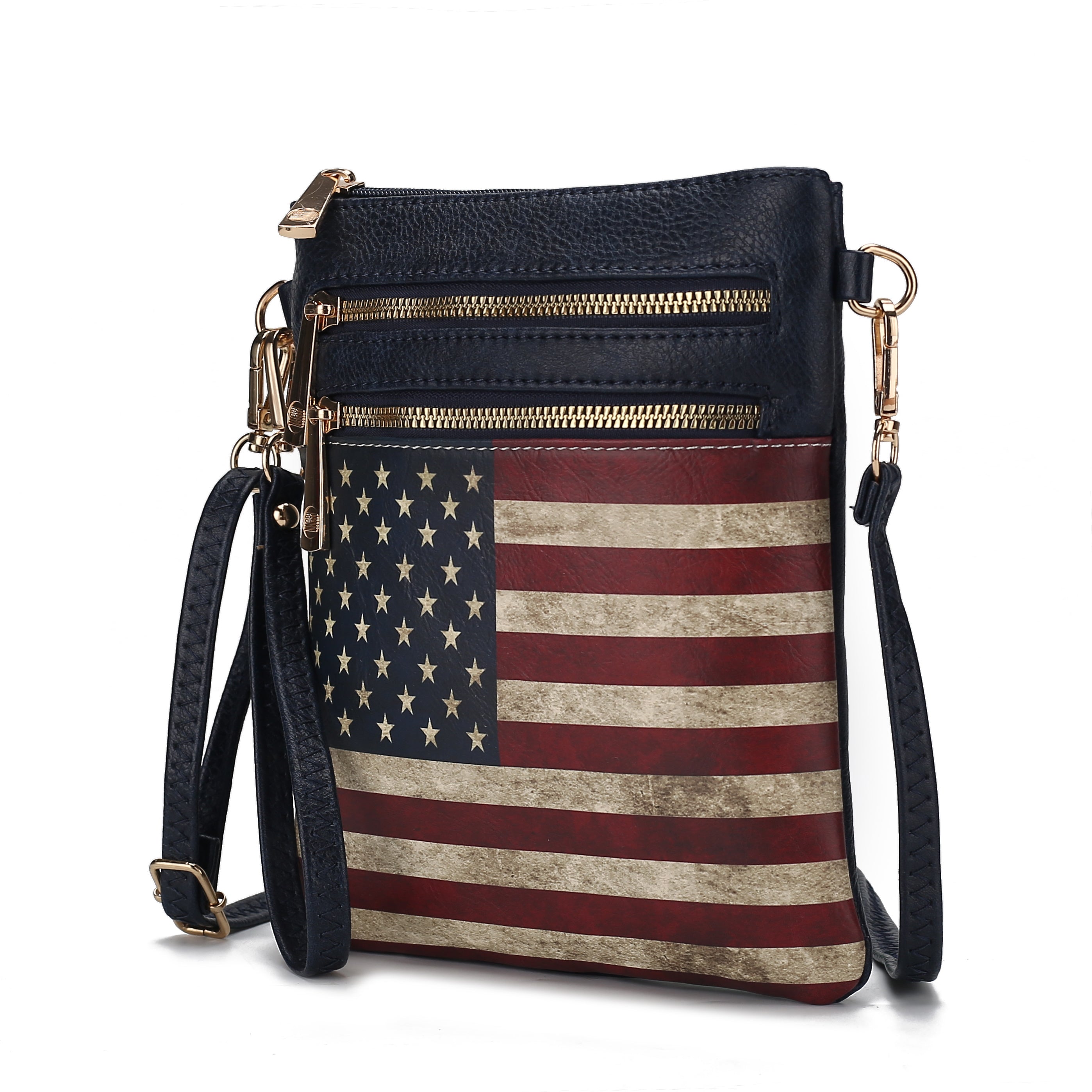 MKF Collection Genesis Printed Flag Vegan Leather Women Crossbody Bag by Mia k