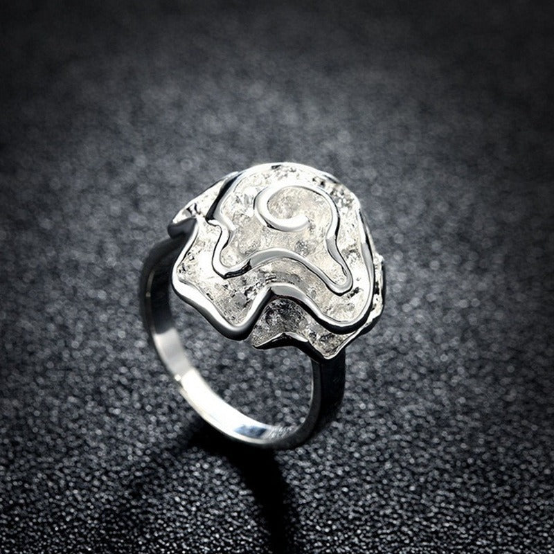 Plated Silver Rose Flower Finger Ring For Women Fashion Jewelry Gifts