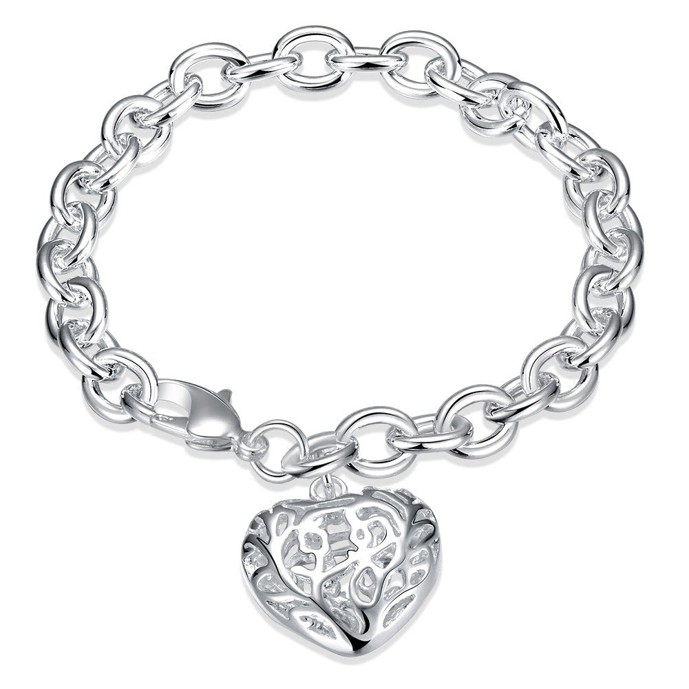 Charm Bracelet Vintage Fashion Heart Silver Plated Bracelet