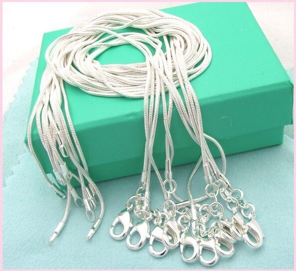 Snake Necklace 10PCS Wholesale Silver Plate 1MM Snake Chain Necklace