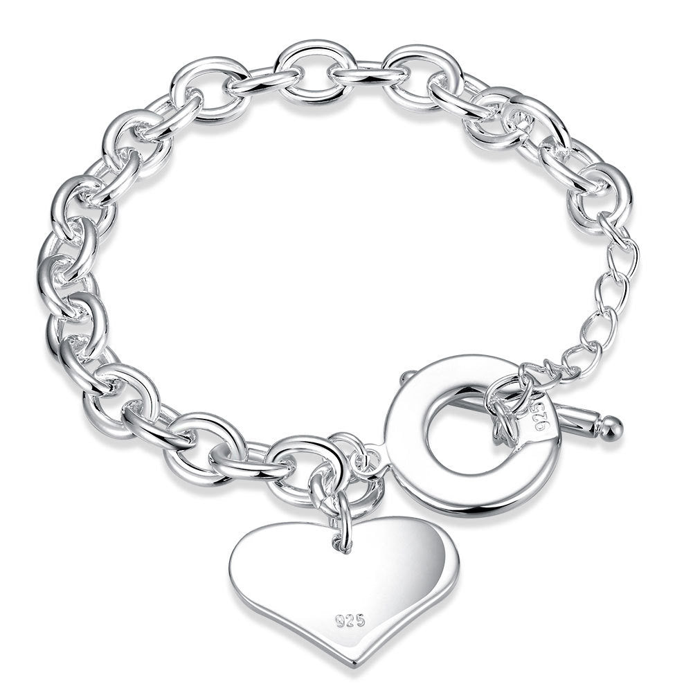 Plated Silver Original Heart Charm Bracelets For Women Fashion Jewelry