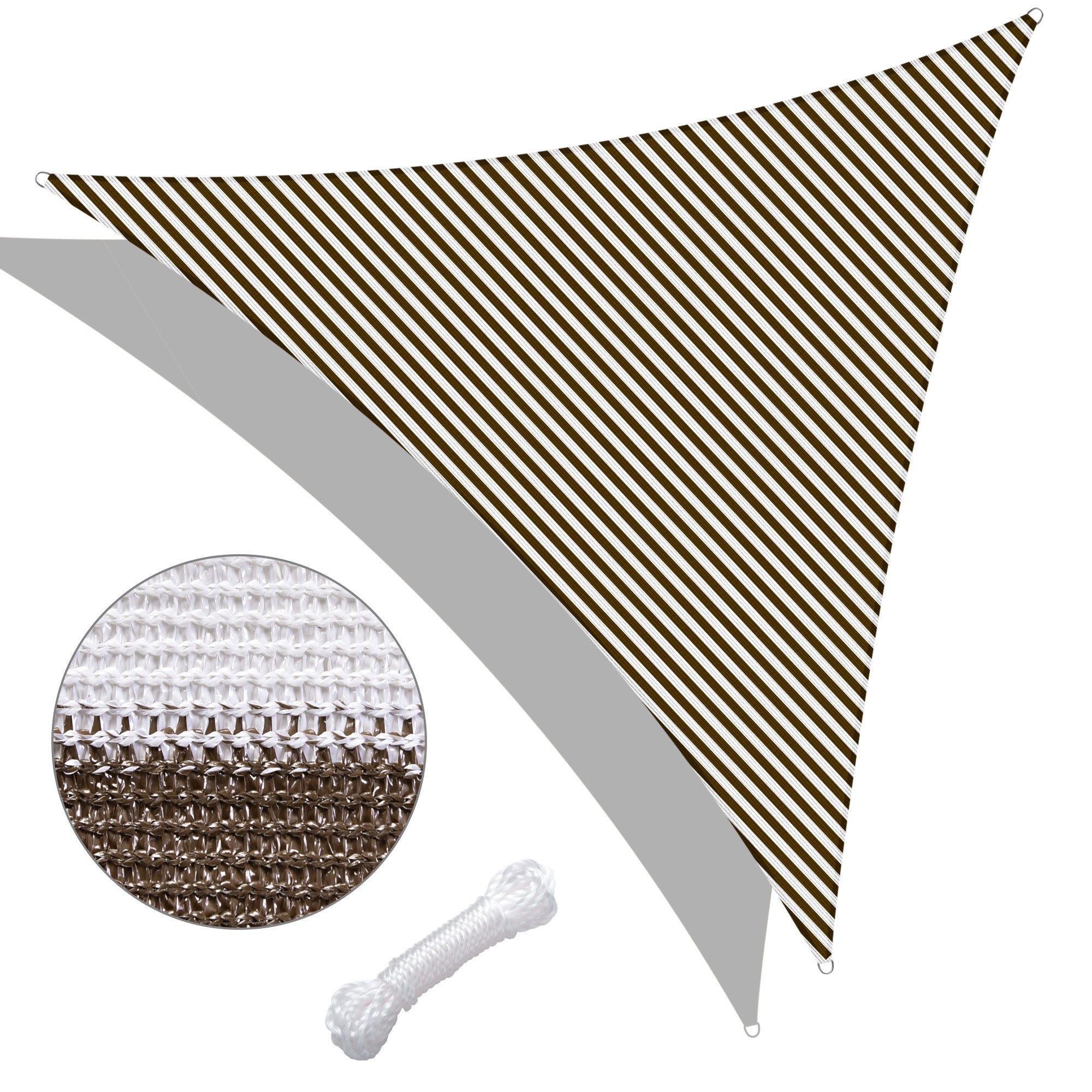 25' x 25' x 25' Triangle Sun Shade Sail/ Coffee+White