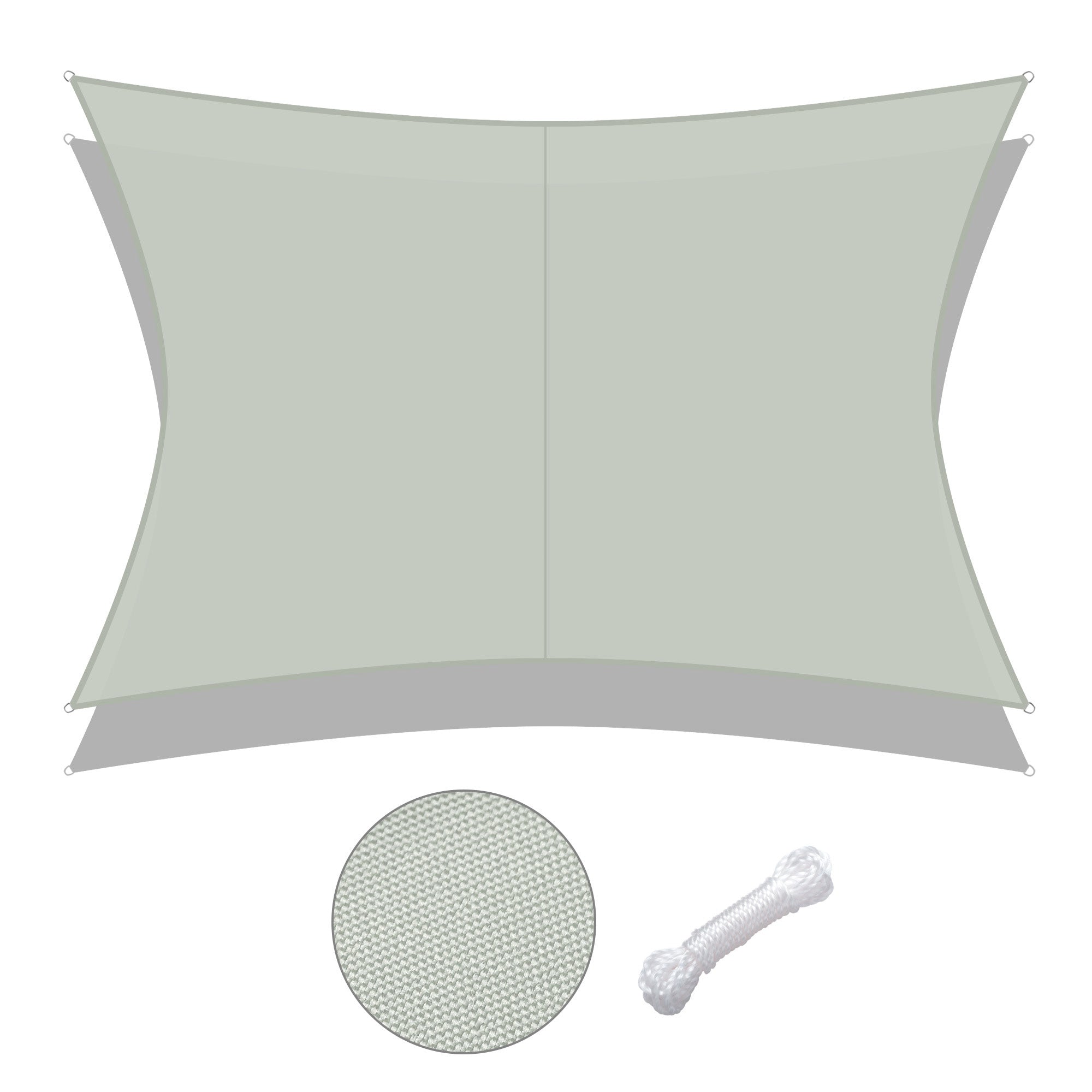 2x3m Rectangle Sun Shade Sail/Gray