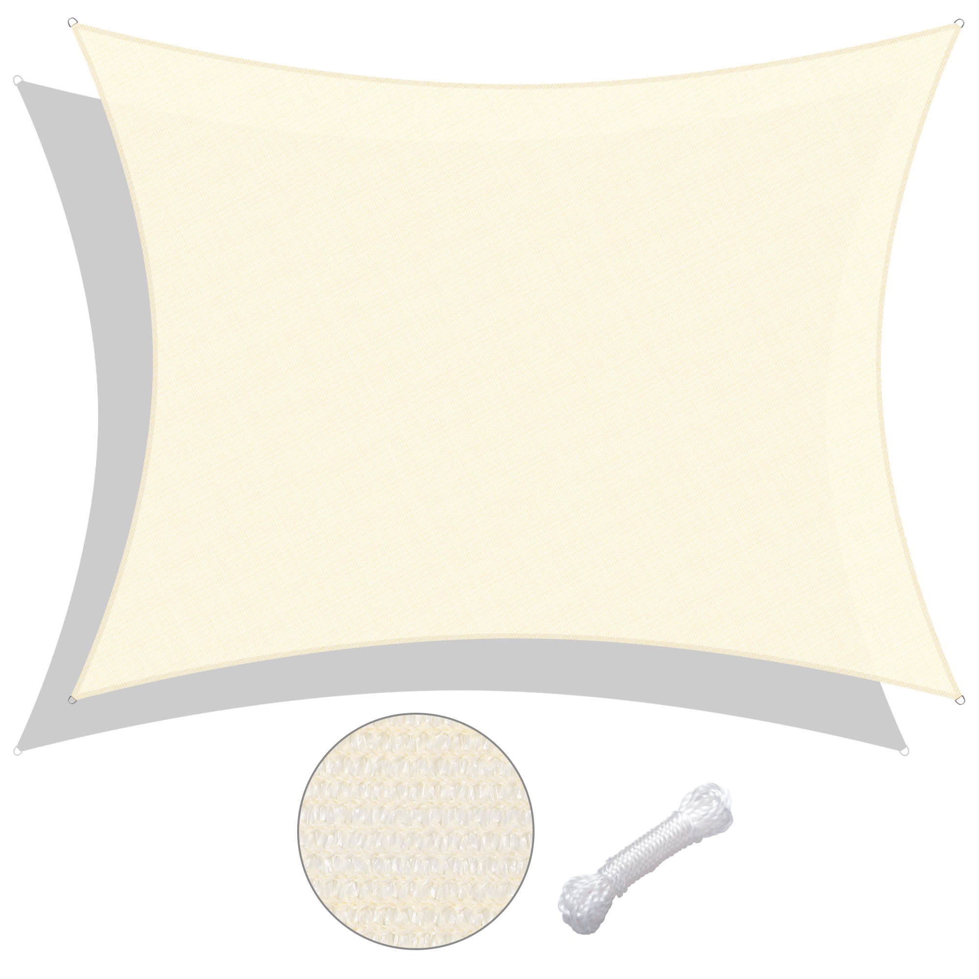 20'x23' Rectangle Sun Shade Sail/ Rice White