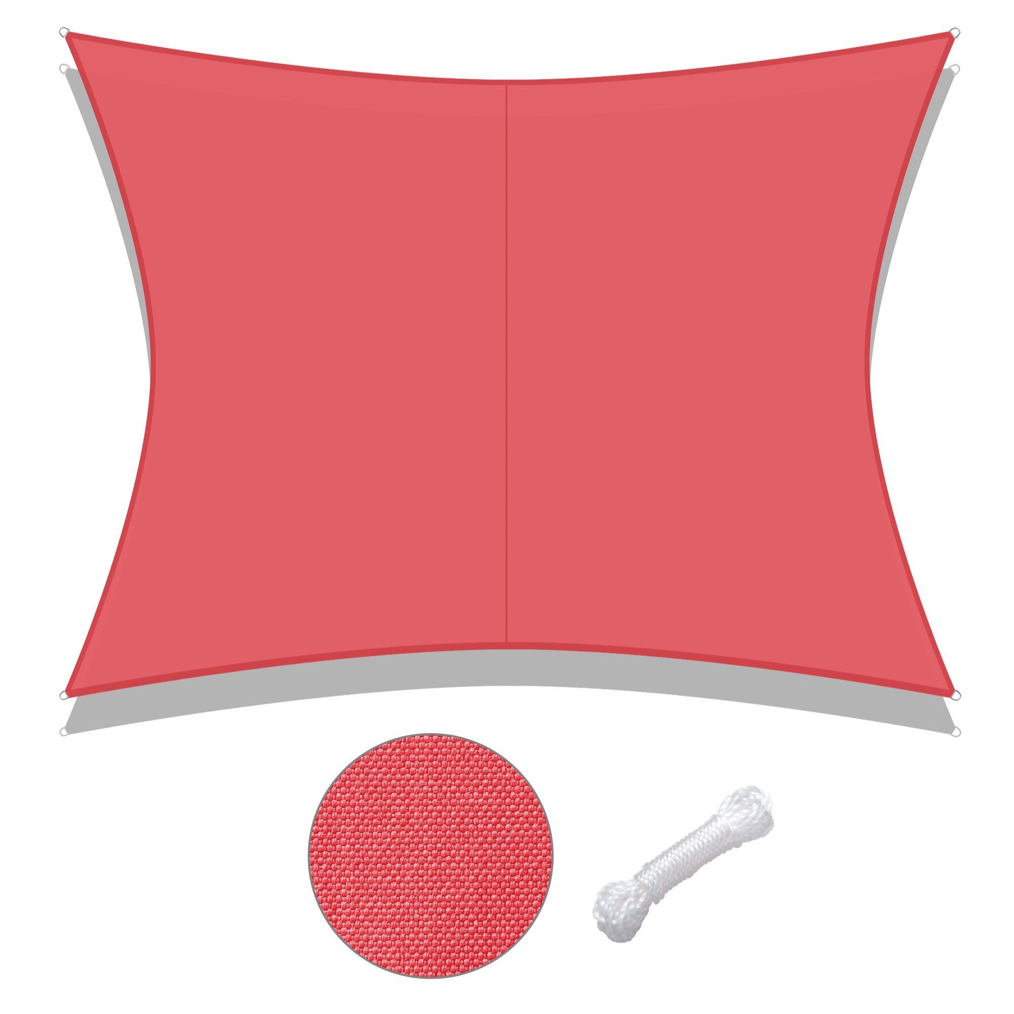 3x4m Rectangle Sun Shade Sail/Red