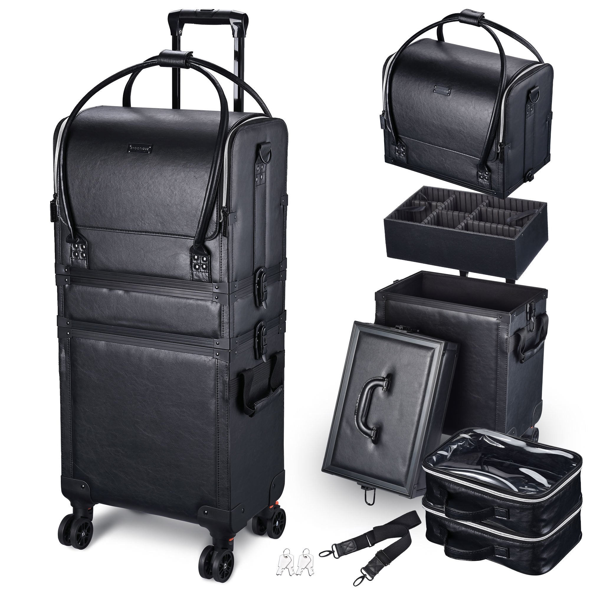 3 in 1 Rolling Makeup Case black