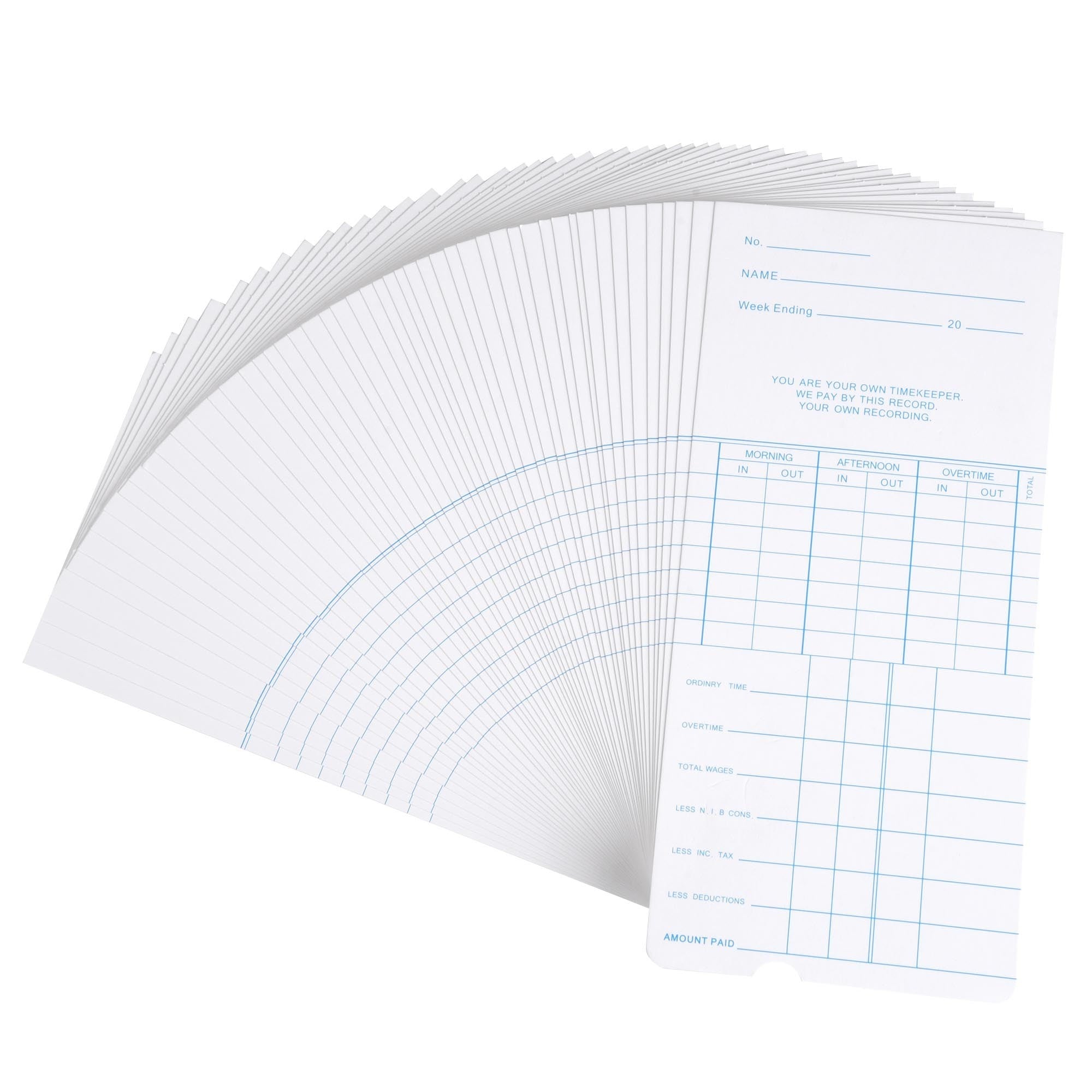 50 Weekly Time Cards for Attendance Punching Machine