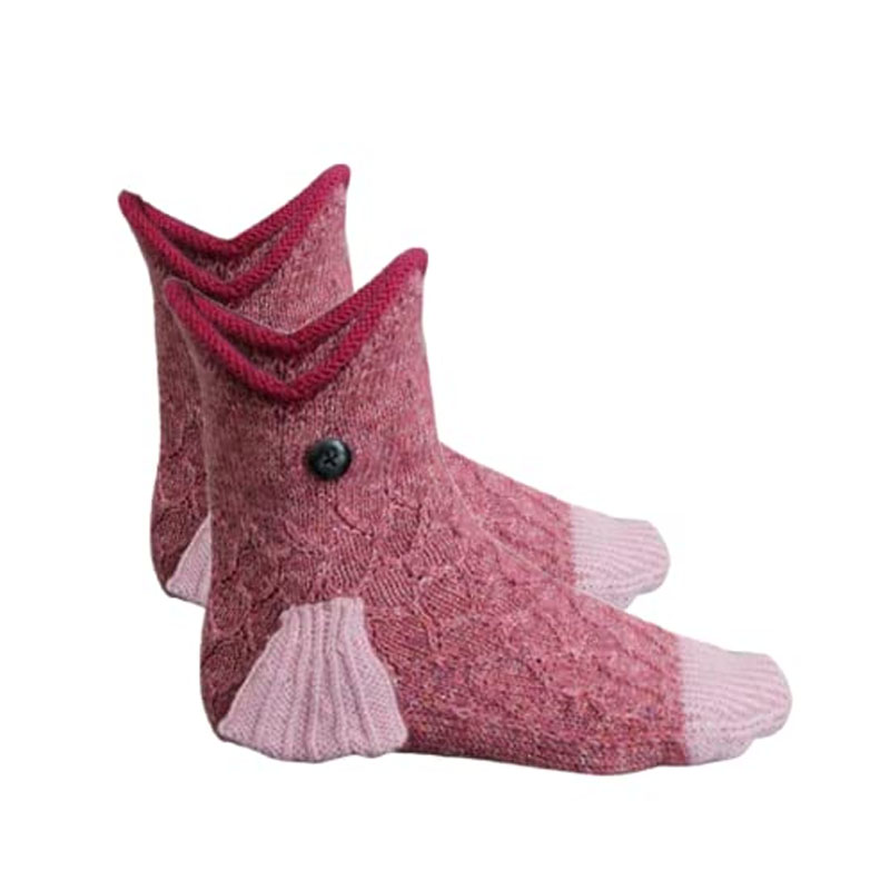 Shark Fish Chameleon Crocodile Knit Sock Cute Unisex Novelty Winter Warm Floor Knitting Sock Gifts for Woman Man