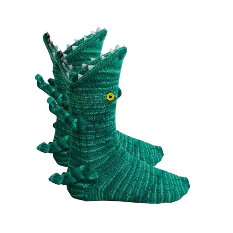 Shark Fish Chameleon Crocodile Knit Sock Cute Unisex Novelty Winter Warm Floor Knitting Sock Gifts for Woman Man