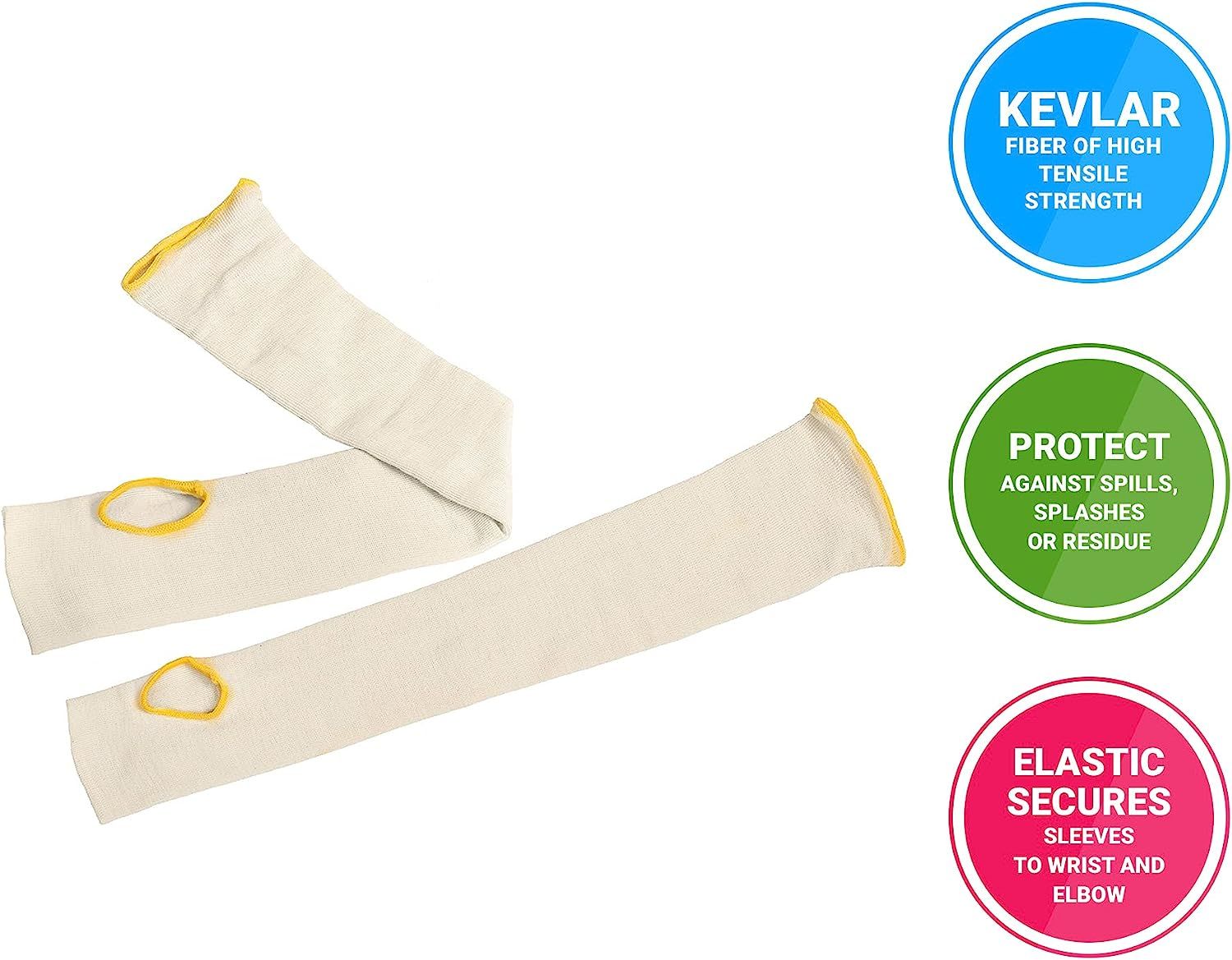 Pack of 10 Kevlar Sleeves with Thumb Hole 24' Size Cut Resistant String-Knit Style Sleeves Slash Resistant Safety Protective Arm Sleeves Plain Protect