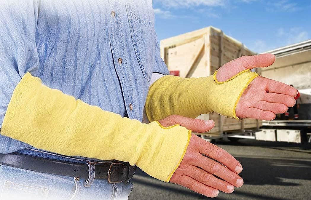 Pack of 10 Kevlar Sleeves with Thumb Hole 24' Size Cut Resistant String-Knit Style Sleeves Slash Resistant Safety Protective Arm Sleeves Plain Protect
