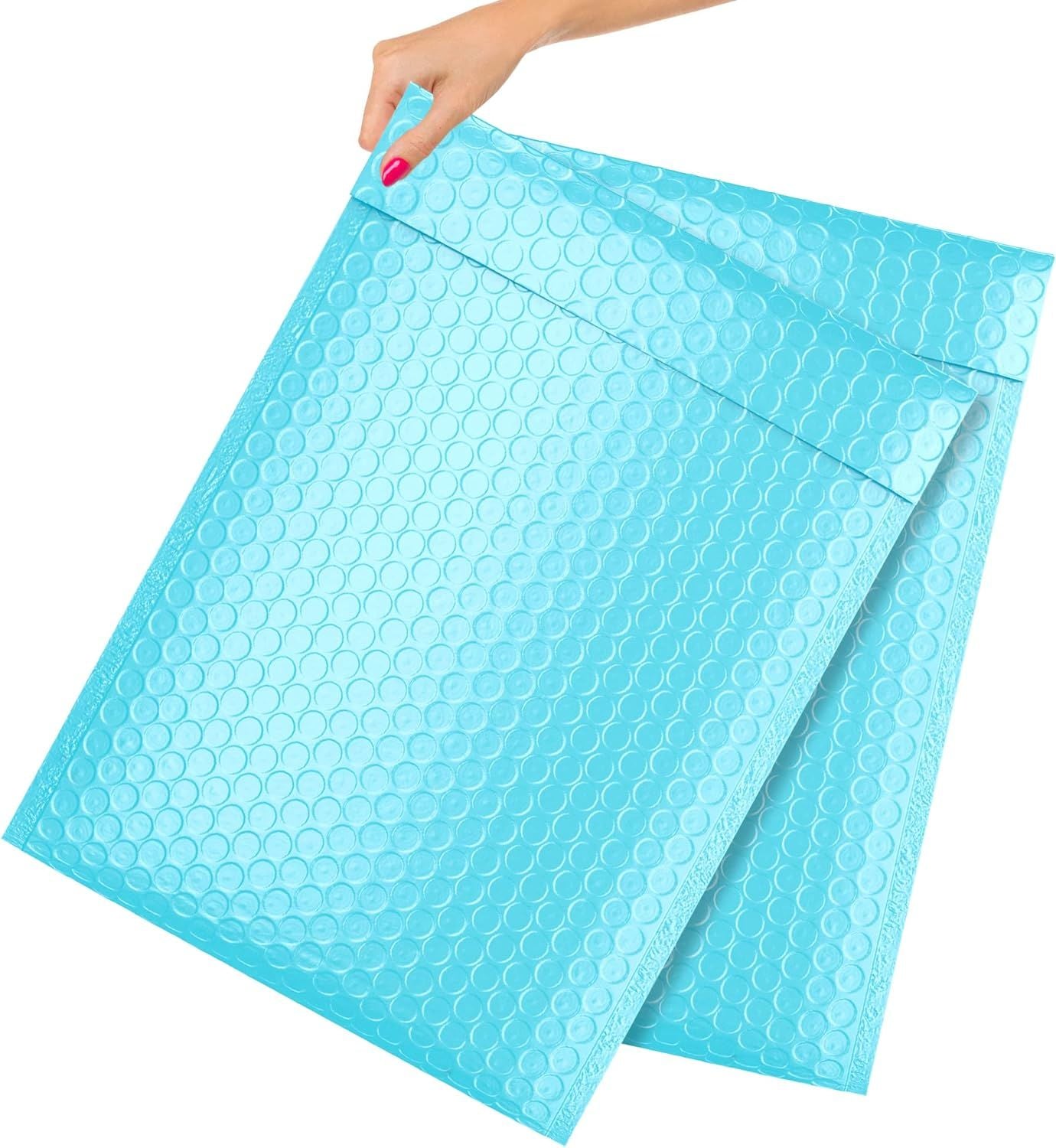 Poly Bubble Mailers 9.5" x 13.5"; Pack of 100 Blue Padded Shipping Envelopes for Mailing; Tear-Proof Bubble Mailer Padded Envelopes; Waterproof Bubble Envelopes Bulk; Self-Seal Padded Mailers