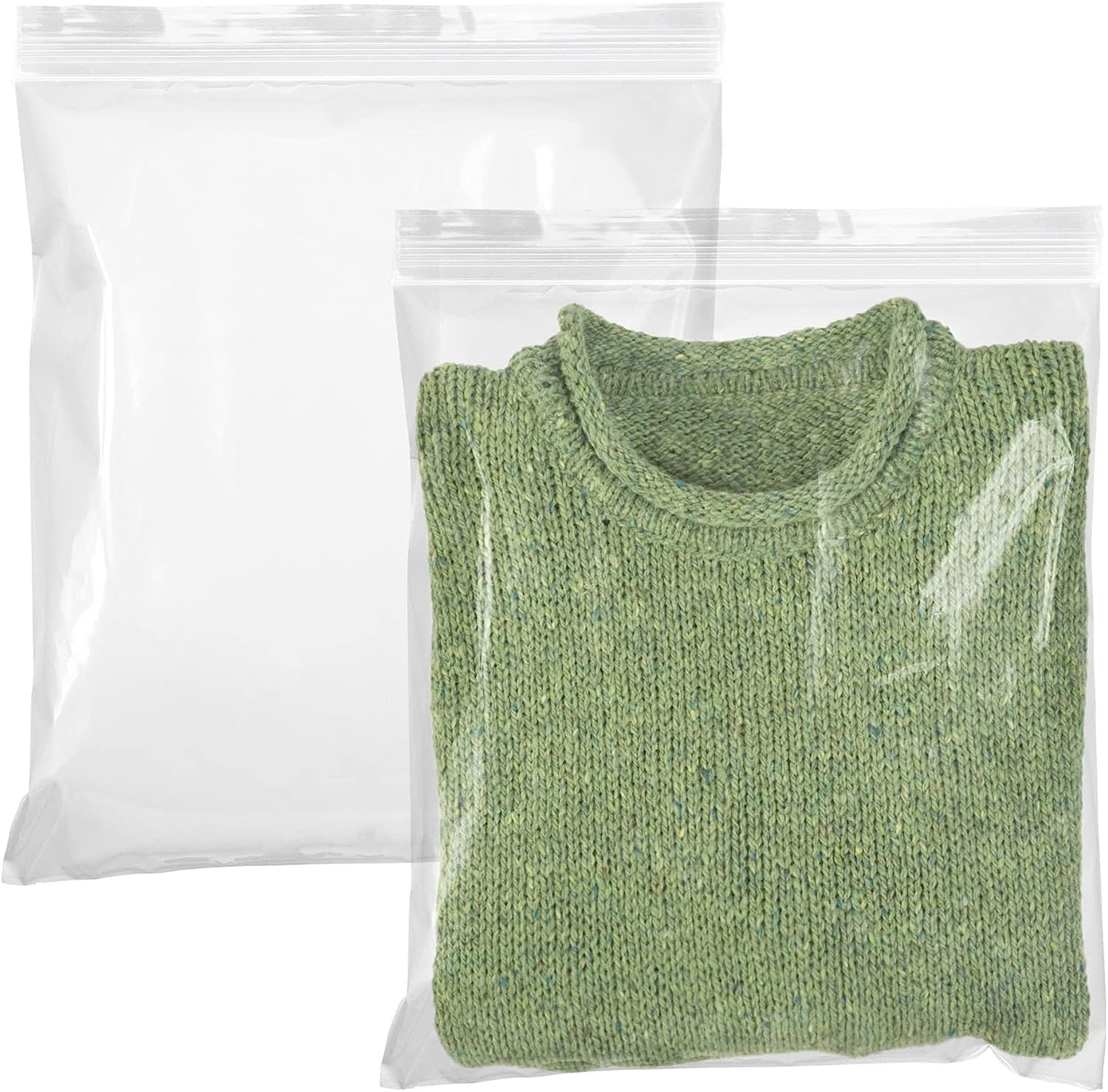 Pack of 1000 Zipper Bags; Clear 14 x 16. Ultra Thick Seal Top Bags 14x16. Thickness 2 mil Thick. Heavy Duty Polyethylene Bags with Single Track for Industrial; Food Service; Health Needs.