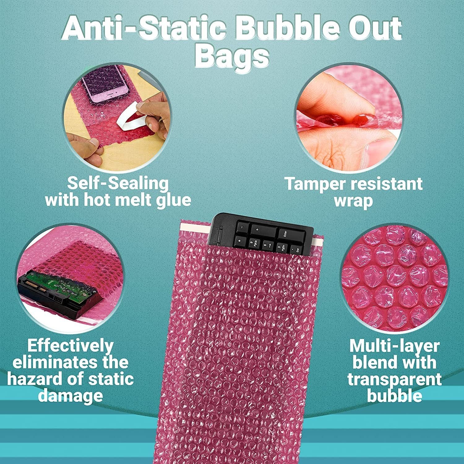 Pack of 150 Anti-Static Bubble Out Bags 10 x 15.5 Resealable Static Shielding Bag 10 x 15 1/2 Bubble Cushioning Wrap Pouch Bag. Ideal for Packaging; S