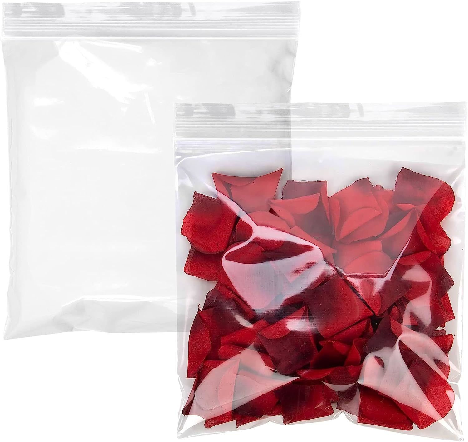 Pack of 1000 Zipper Bags; Clear 10 x 10. Ultra Thick Seal Top Bags 10x10. Thickness 2 mil Thick. Heavy Duty Polyethylene Bags with Single Track for Industrial; Food Service; Health Needs.