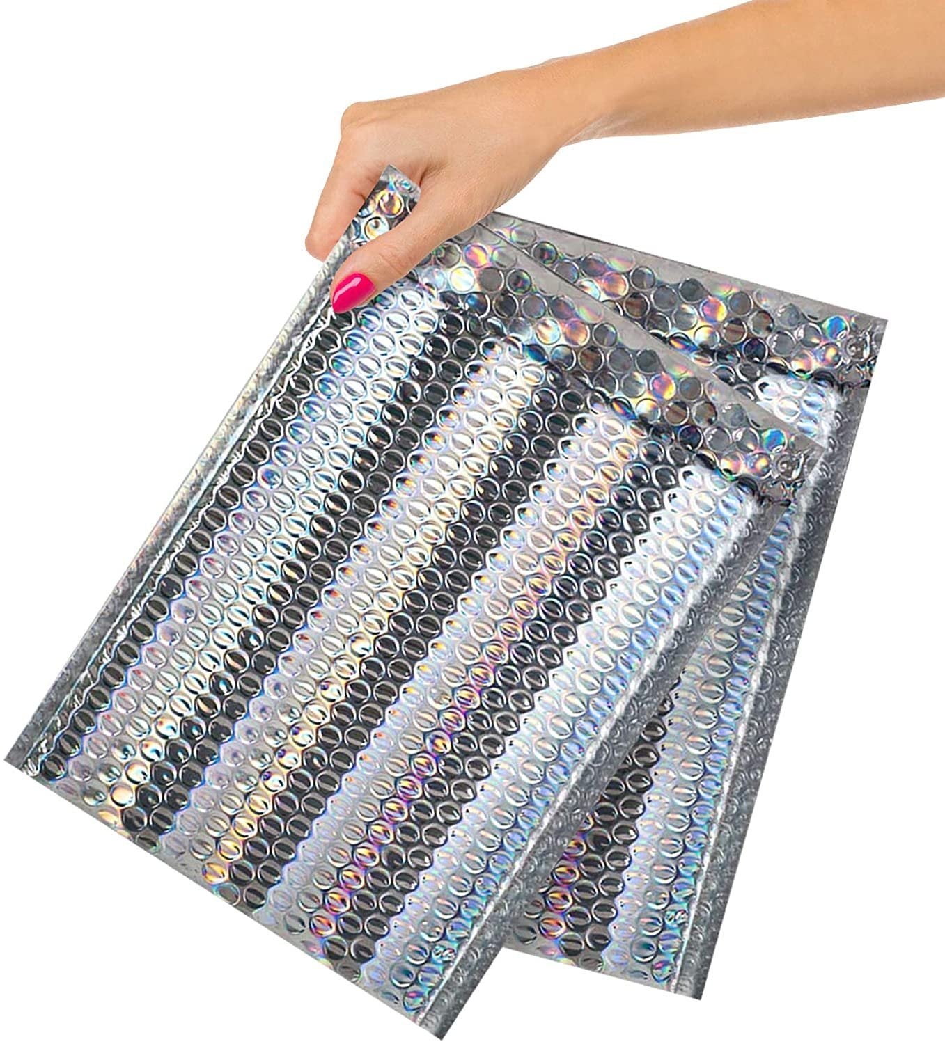 175 Pack Metallic Holographic Bubble Mailers 8.5 x 11. Bubble Lined Holo Padded Envelopes 8 1/2 x 11 Silver Cushion Envelopes Peal and Seal. Adhesive Shipping Bags for Mailing. Packaging in Bulk.