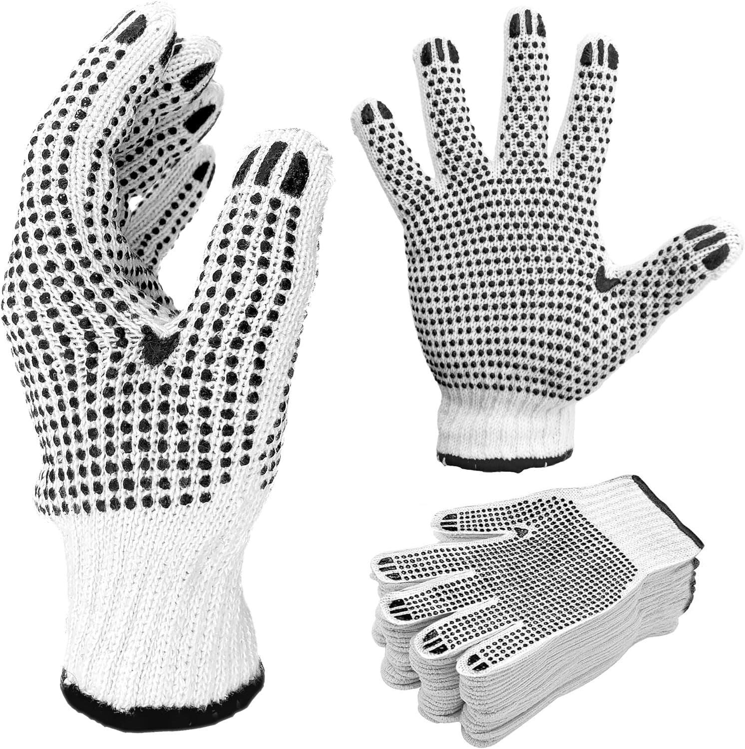 240 Pack PVC Double Side Dot String Gloves 9.5" for Women. Protective String Knit Gloves with Plastic Dot Coating. Knitted Cotton Polyester Gloves for General Purpose. Comfortable fit.