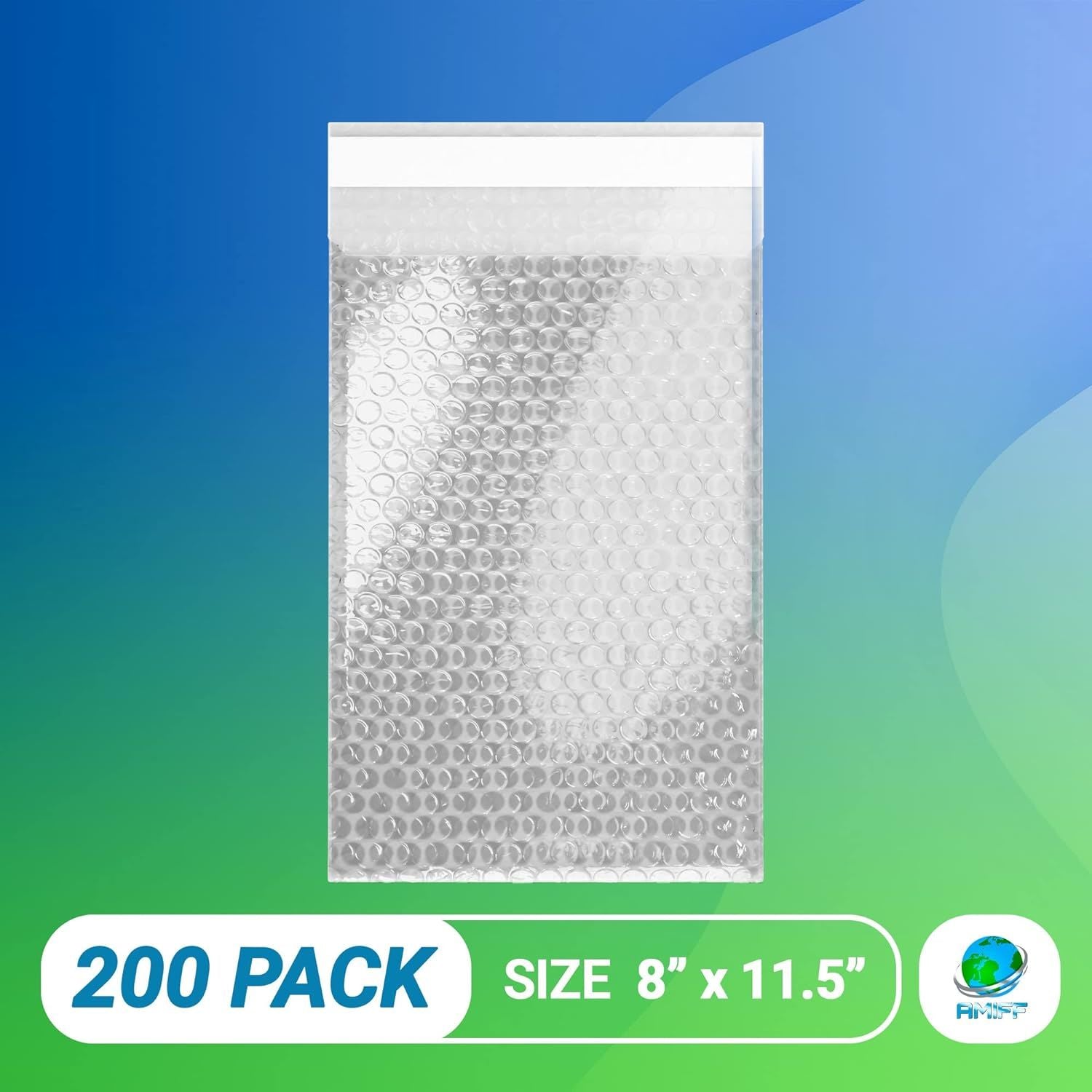 Self Seal Bubble Pouches 8 x 11.5; Pack of 200 Packing Bubble Bags for Shipping with Bubble Cushion; Waterproof Clear Bubble Out Bag with Adhesive Clo