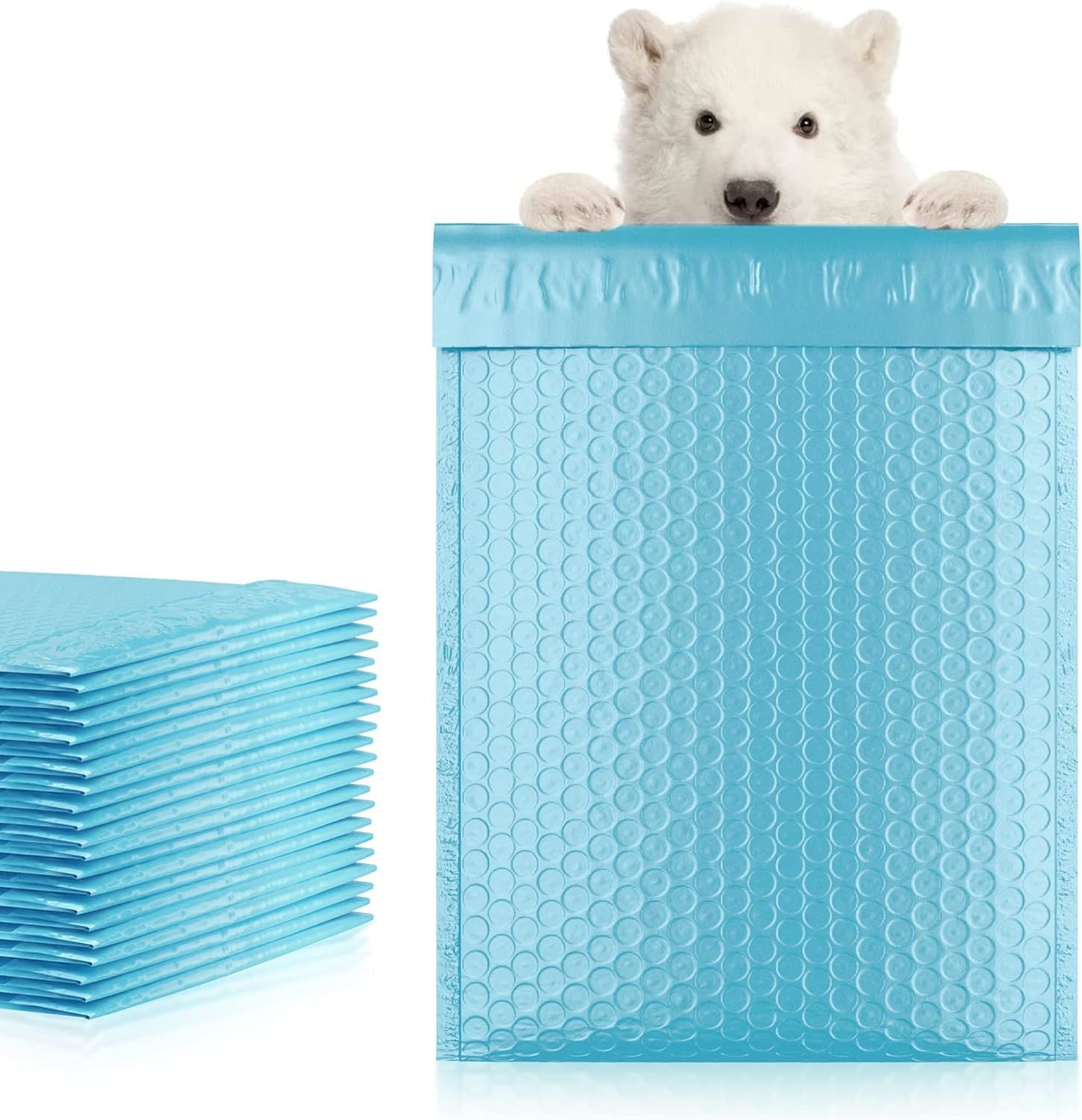 Blue Poly Bubble Mailers 6.5 x 9 Padded Envelopes 6 1/2 x 9. Pack of 250 Poly Cushion Envelopes. Exterior Size 7.5 x 9 (7 1/2 x 9). Peel and Seal. Mailing; Shipping; Packing and Packaging Supply