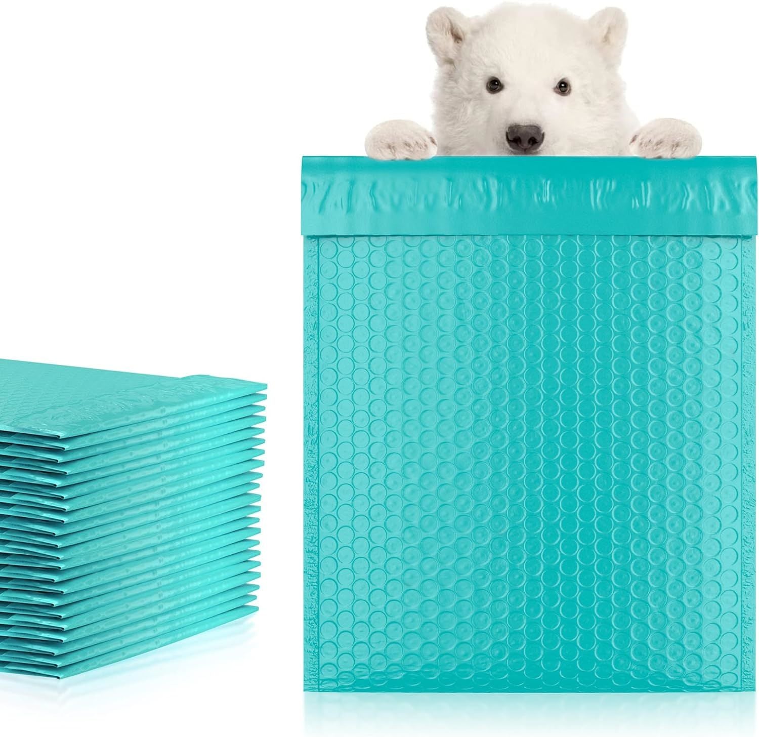 Pack of 200 Teal Bubble Mailers 8.5 x 11 Envelopes with Self-Seal ; 8 1/2 x 11 Cushion Mailers for Small Business. Colorful Padded Poly Mailers are Cute and Decorative