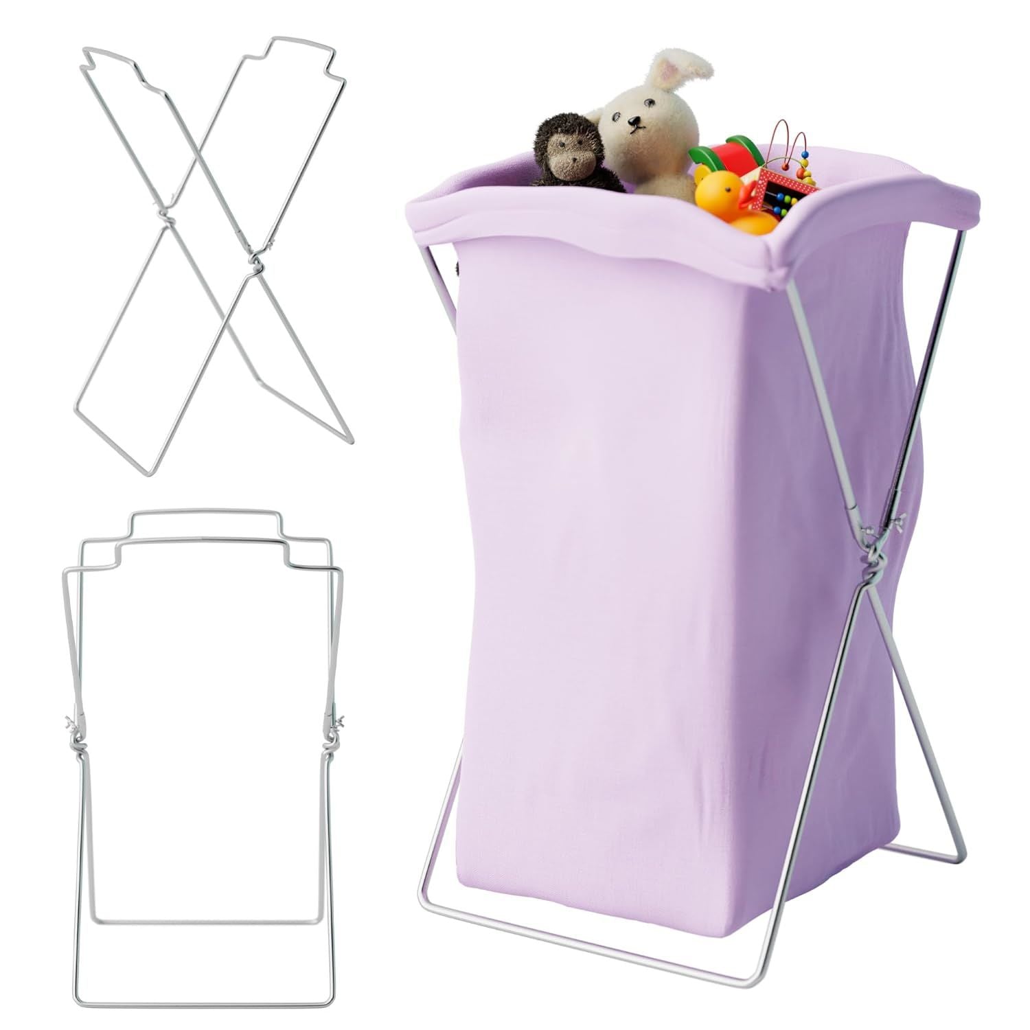 Hamper Stand 18 x 14 x 32. X-Frame Portable Folding Bag Holder Stand 30-55 Gallon Bags Holder for Laundry; Backyard; Toy Storage; Bathroom and Kitchen.