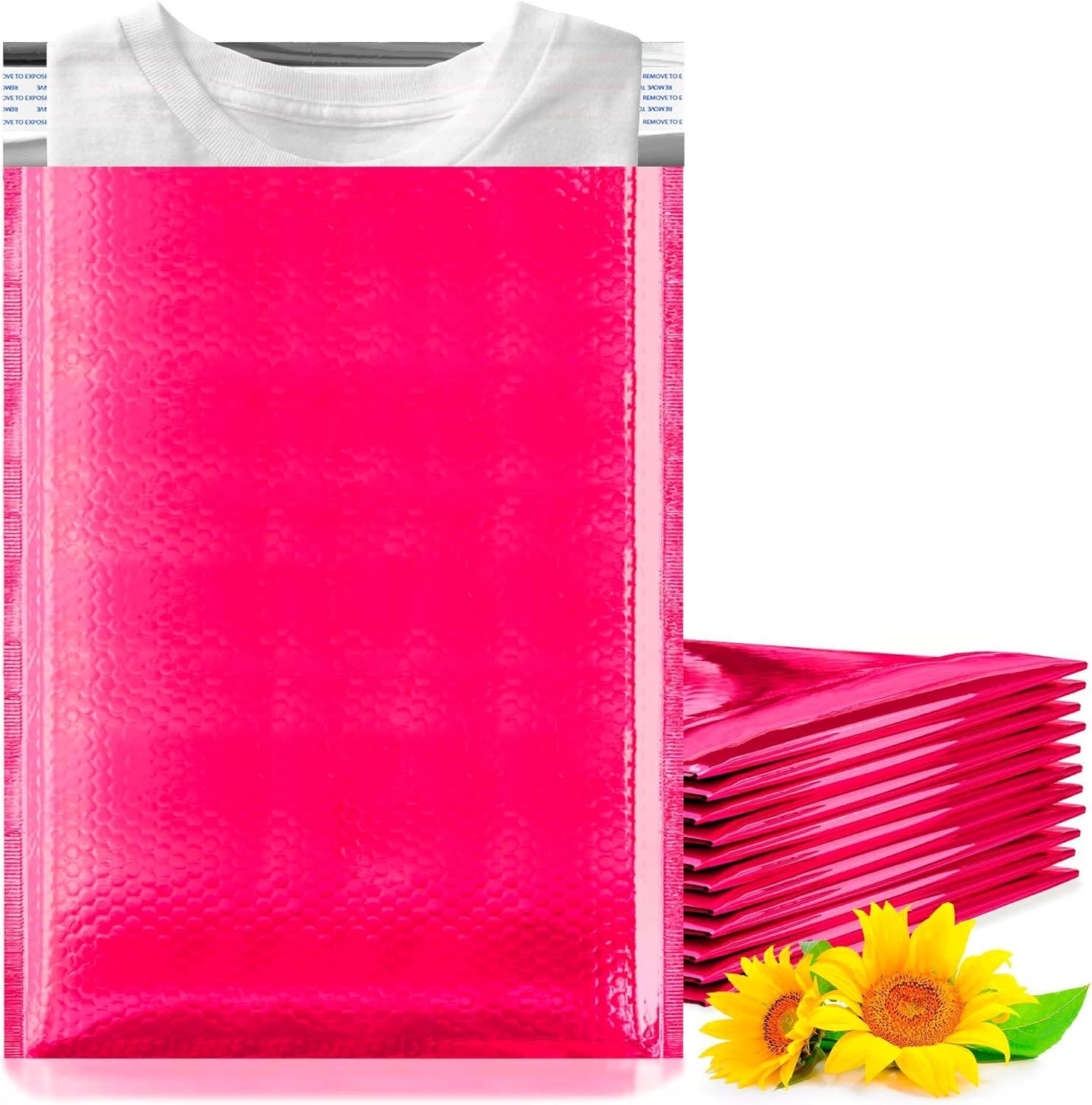 Hot Pink Bubble Mailers7.25x11 Metallic Padded Envelopes Pack of 200 Cushioned Mailing Envelopes; Self-Seal Bubble Envelopes; Padded Shipping Envelopes; Cute Packaging for Small Business