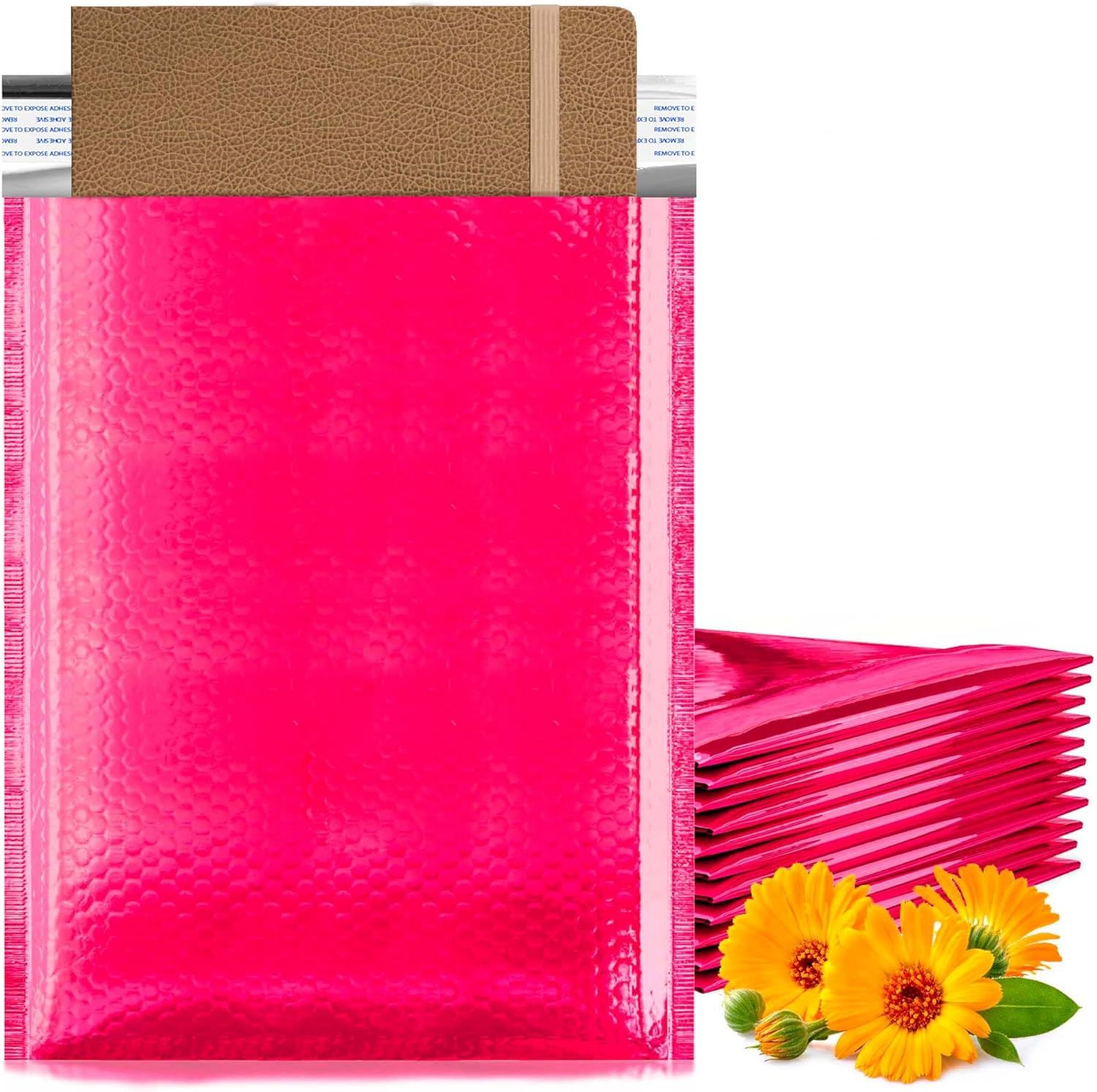 Hot Pink Bubble Mailers 6.5x9 Metallic Padded Envelopes Pack of 350 Cushioned Mailing Envelopes; Self-Seal Bubble Envelopes; Padded Shipping Envelopes; Cute Packaging for Small Business