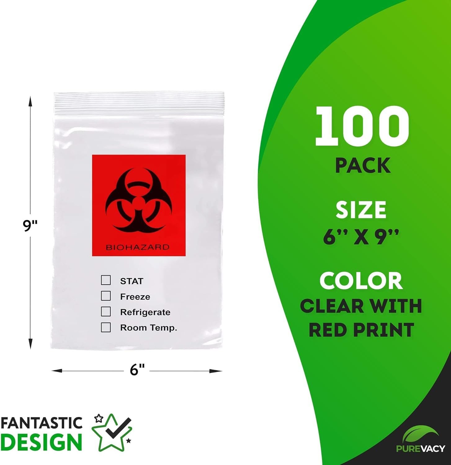 Biohazard Bags 6 x 9. Pack of 100 Zipper Bags 6x9 Clear Biohazard Specimen Bags 3 Wall Tear Pouch Bags. 2 mil Polyethylene Specimen Biohazard Bags for