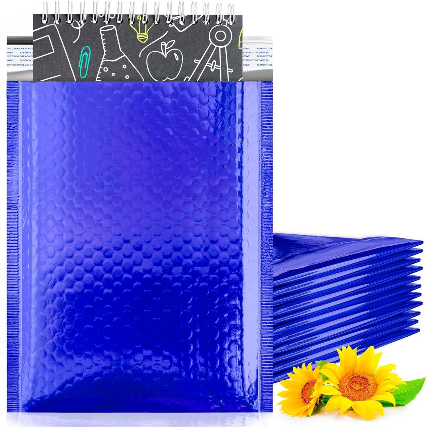 Blue Bubble Mailers 6.5x9 Metallic Padded Envelopes Pack of 250 Cushioned Mailing Envelopes Padded; Self-Seal Bubble Envelopes; Padded Shipping Envelopes; Cute Packaging for Small Business