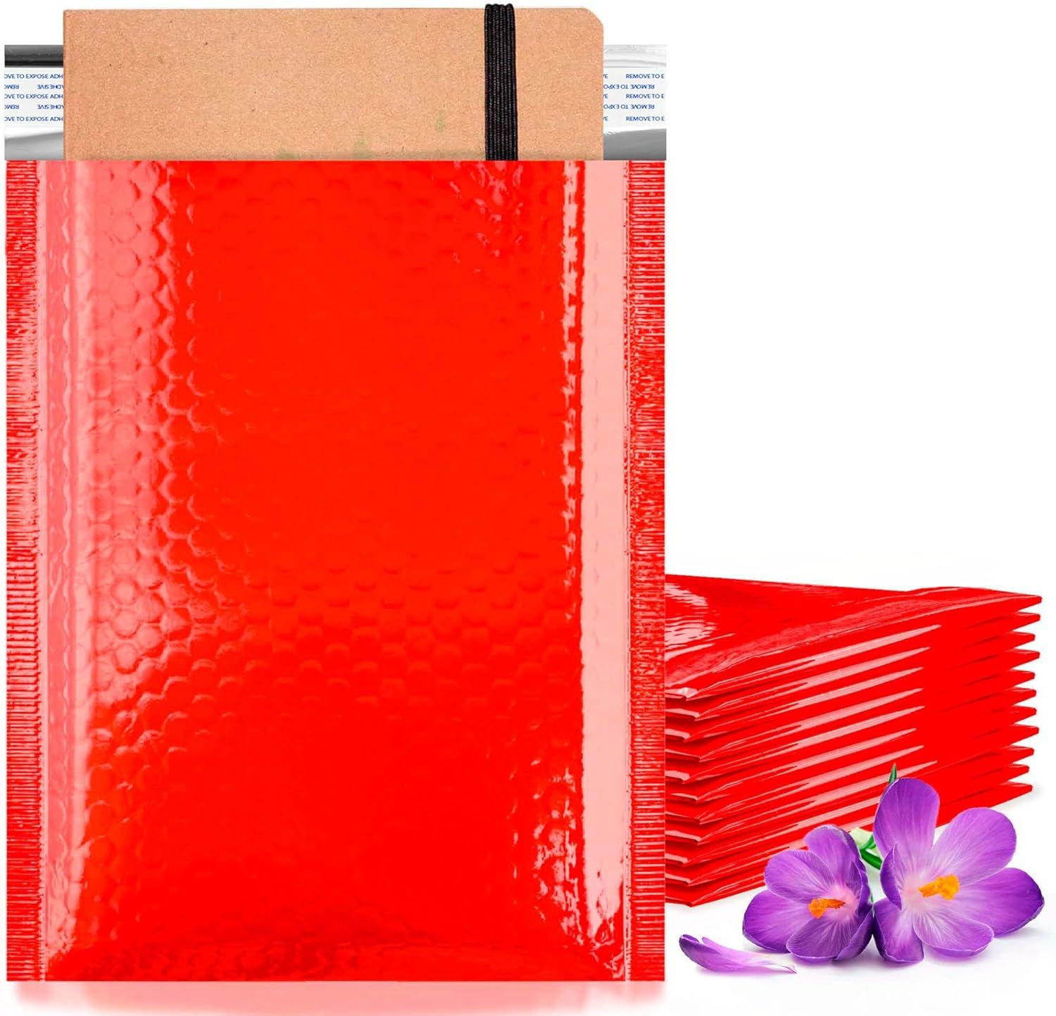 Red Bubble Mailers 6.5x9 Metallic Padded Envelopes Pack of 350 Cushioned Mailing Envelopes Padded; Self-Seal Bubble Envelopes; Padded Shipping Envelopes; Cute Packaging for Small Business