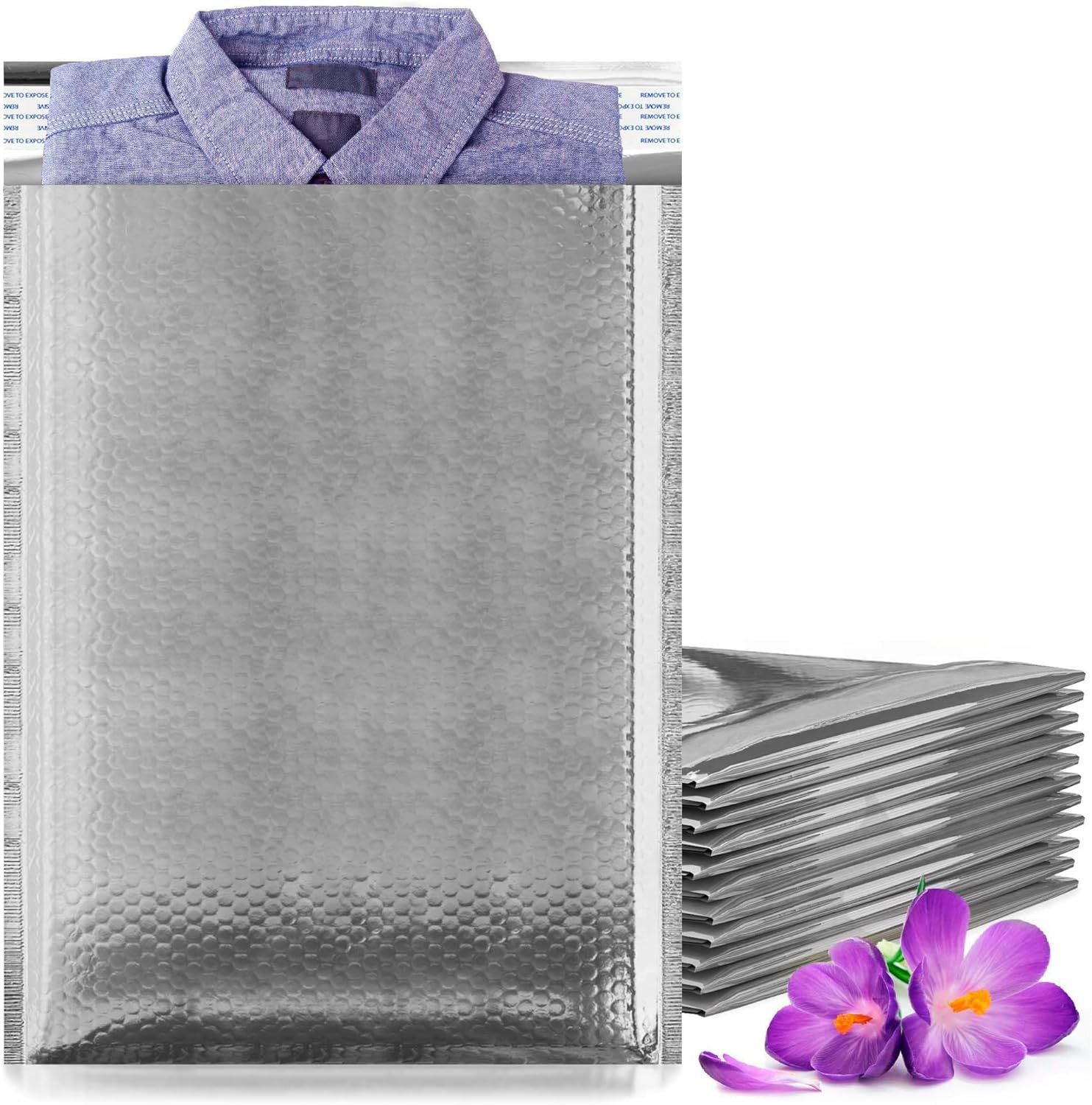 Silver Bubble Mailers 7.25x11; Glamour Metallic Padded Envelopes Pack of 200 Cushioned Mailing Envelopes Padded; Self-Seal Bubble Envelopes; Cute Packaging for Small Business