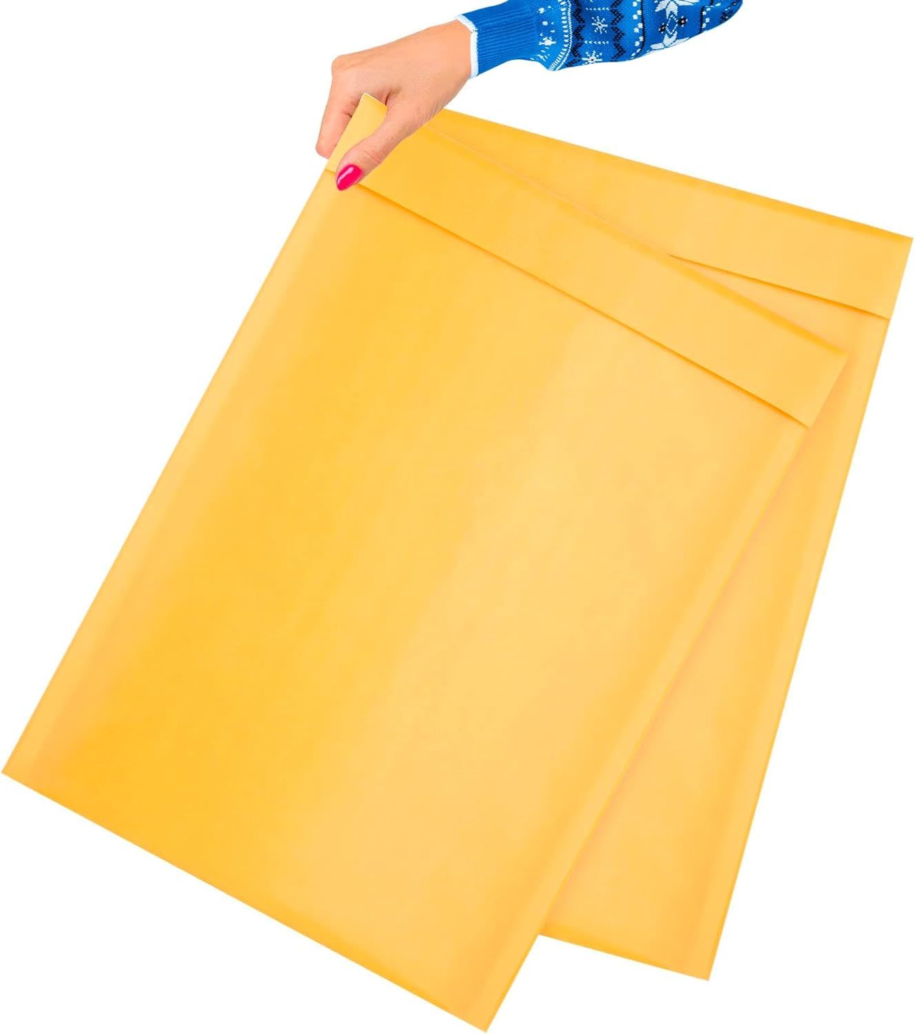 Pack of 100 Gold Kraft Bubble Padded Envelopes 12.5 x 18. Kraft Bubble Peel and Seal Envelopes. Yellow Kraft Bubble Mailers 12 1/2 x 18. Shipping Bags for Mailing Packing Packaging