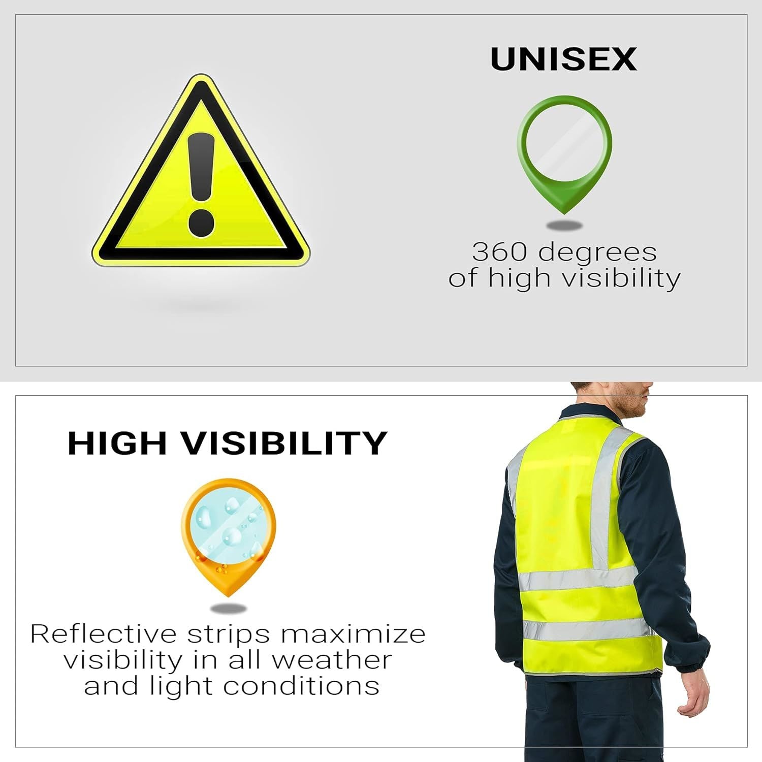 25 Pack High Visibility Safety Vests with Silver Reflective Stripes. X-Large Yellow Lightweight Comfortable Vests. Breathable Polyester Vests. Neon Ye
