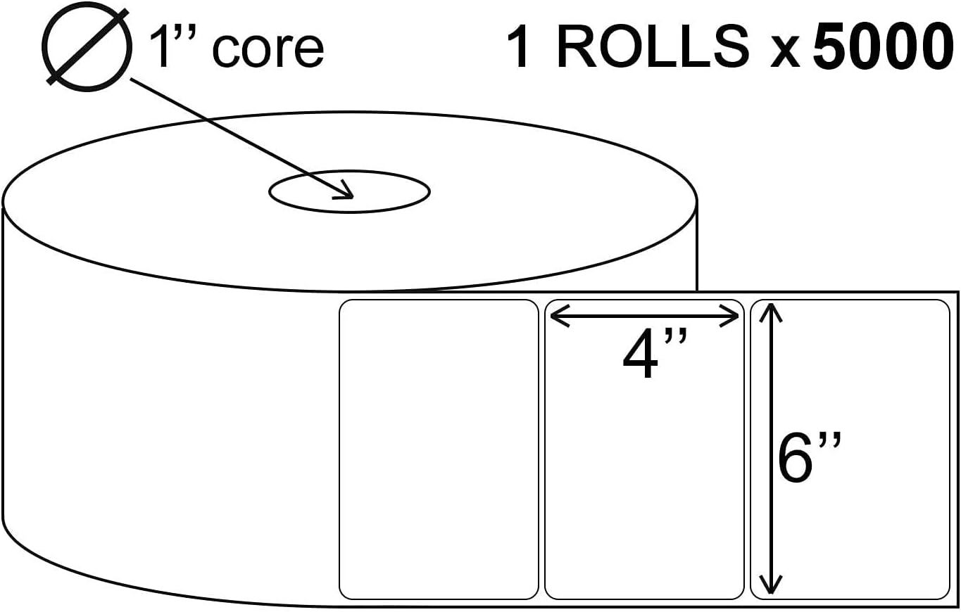 5000 Direct Thermal Labels 4 x 6. Very Sticky. Made in The USA. Direct Thermal Shipping Labels 4x6. Blank mailing Labels; 1" core. Сompatible with UPS