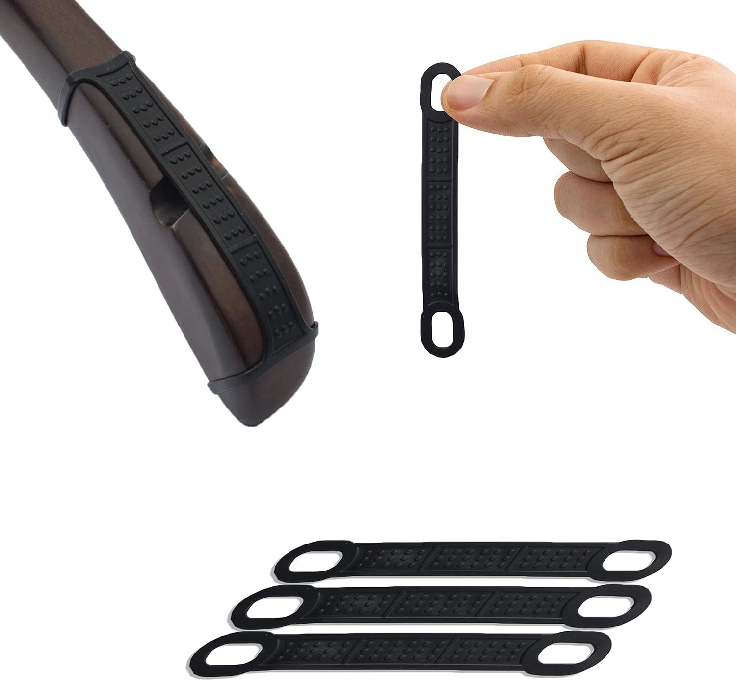 10000 Pack of P-Grab Non-Slip Hanger Grips. 3.74" x 0.45" Hanger for Clothing; Strips Black Silicone Grips for Wooden and Plastic Hangers; Stores and Home; Storage and Organization